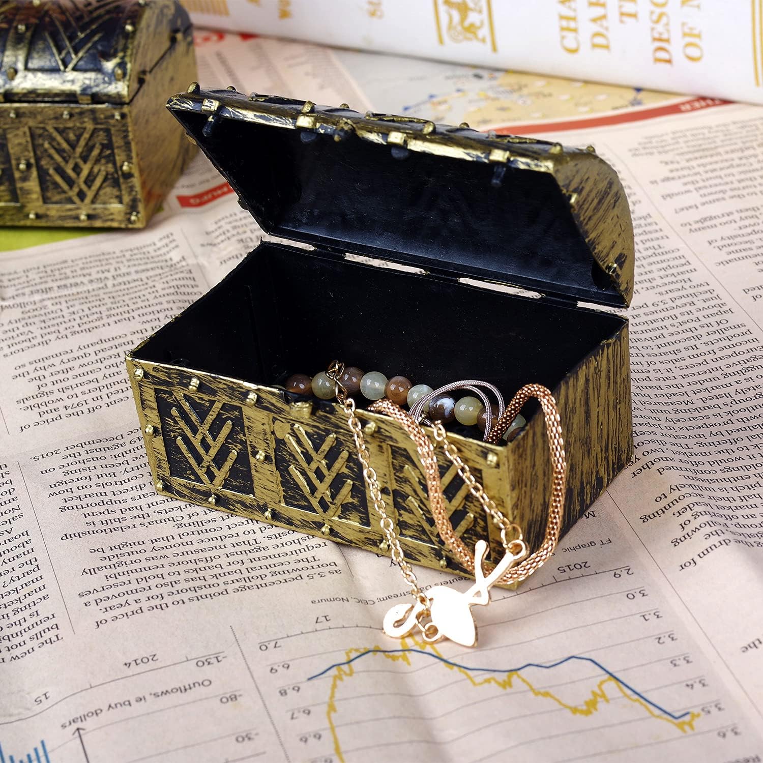 Caja de 8 cofres del tesoro pirata en miniatura, mini caja de almacenamiento de joyería pirata vintage, suministros para fiestas, tienda de
