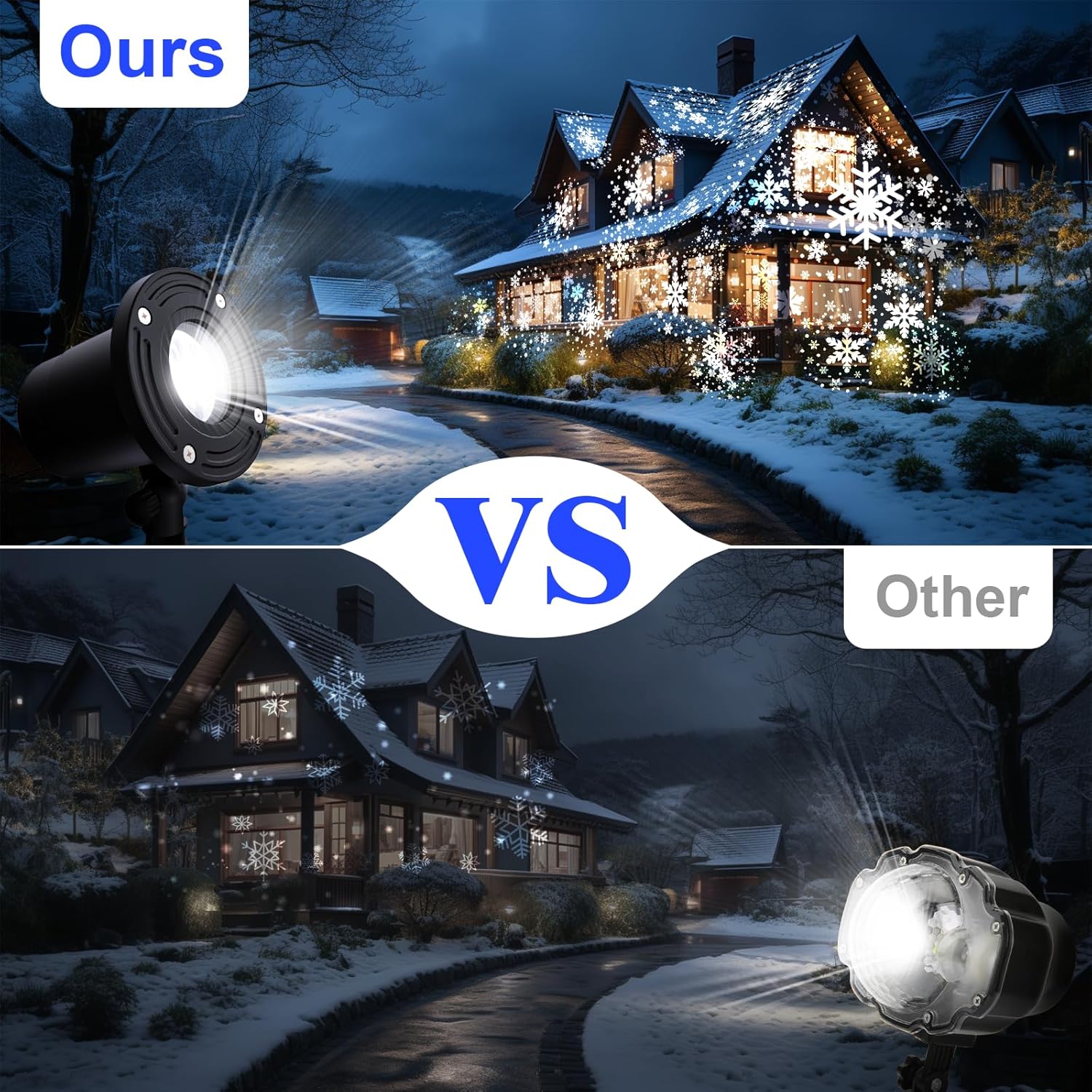 Proyector de nieve de Navidad, IP65 impermeable para exteriores, proyector LED de copo de nieve para exteriores, lámpara de proyección giratoria de
