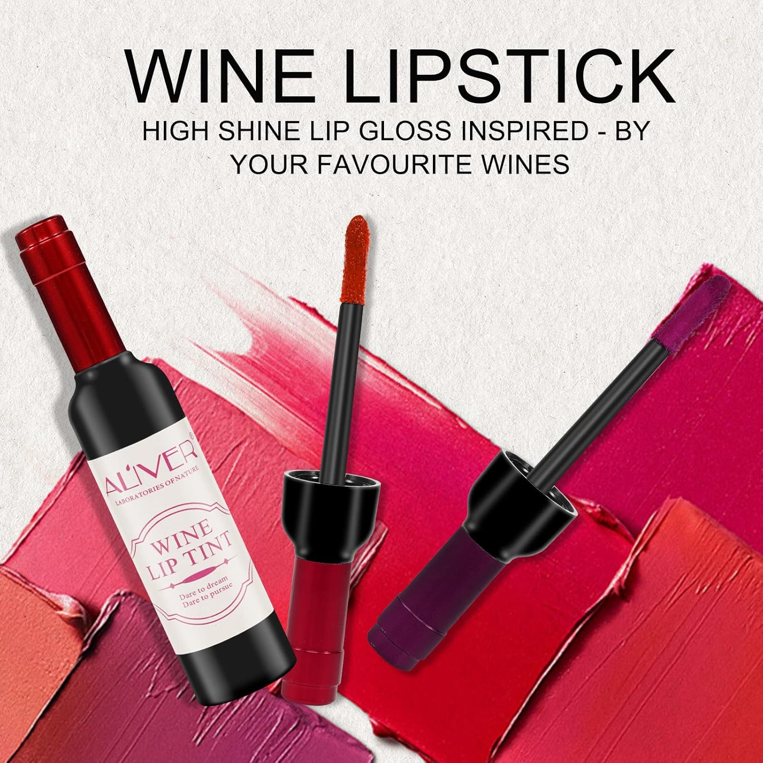 ALIVER Tinte de labios de vino, 6 coloresjuego, tinte labial impermeable de larga duración, brillo labial de copa antiadherente, claro