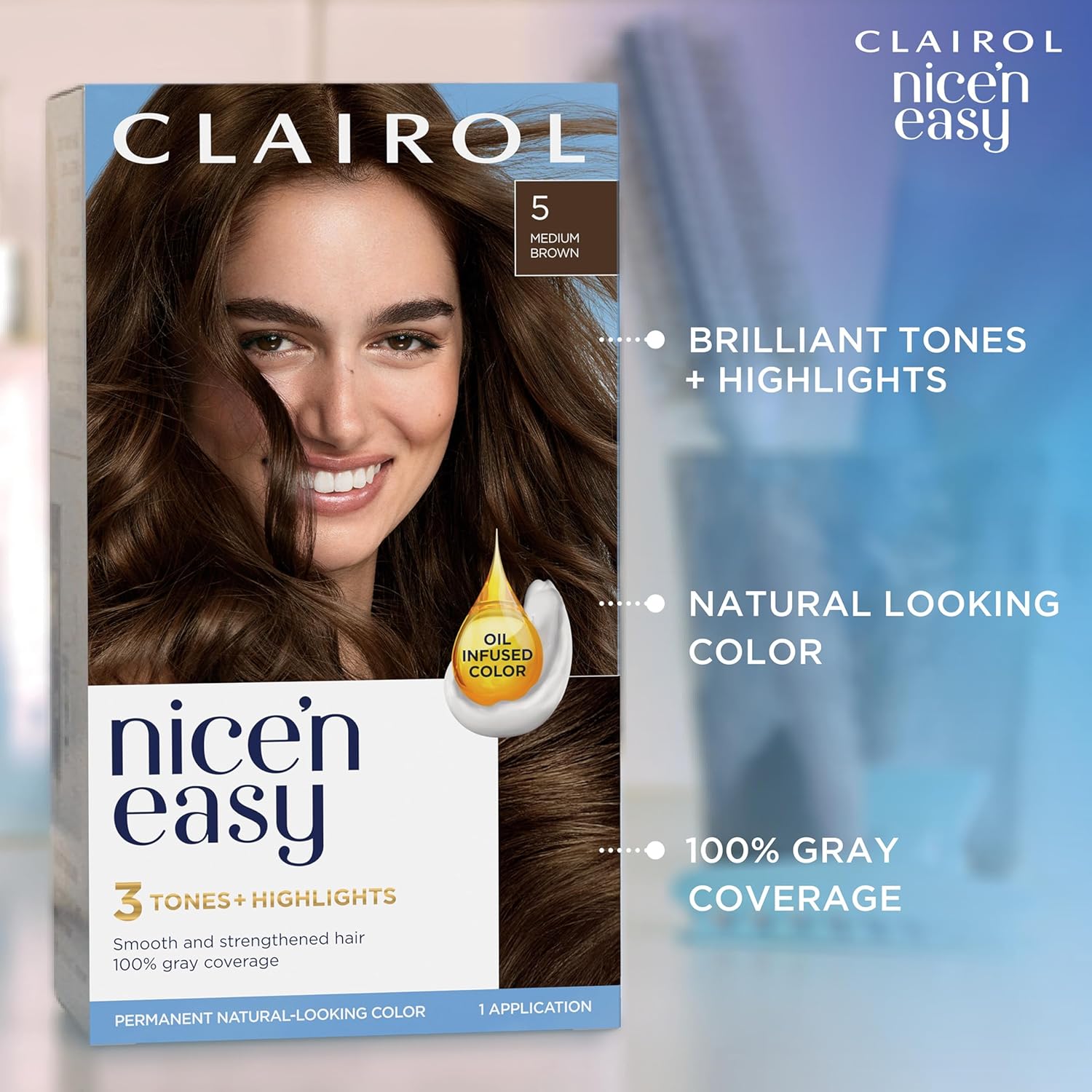 Clairol Nice’n Easy – Tinte permanente para el cabello, color plateado suave 8S, paquete de 1 unidad