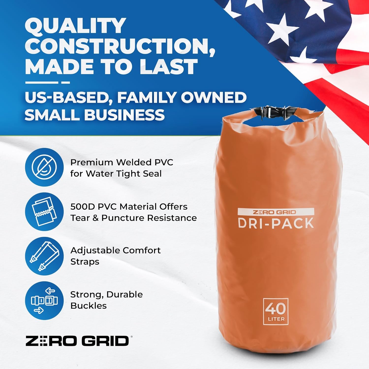Zero Grid Bolsa seca impermeable  La bolsa de secado flotante se mantiene seca tamaños de 10L20L30L40L para mochileros, kayak, canotaje, campamento,