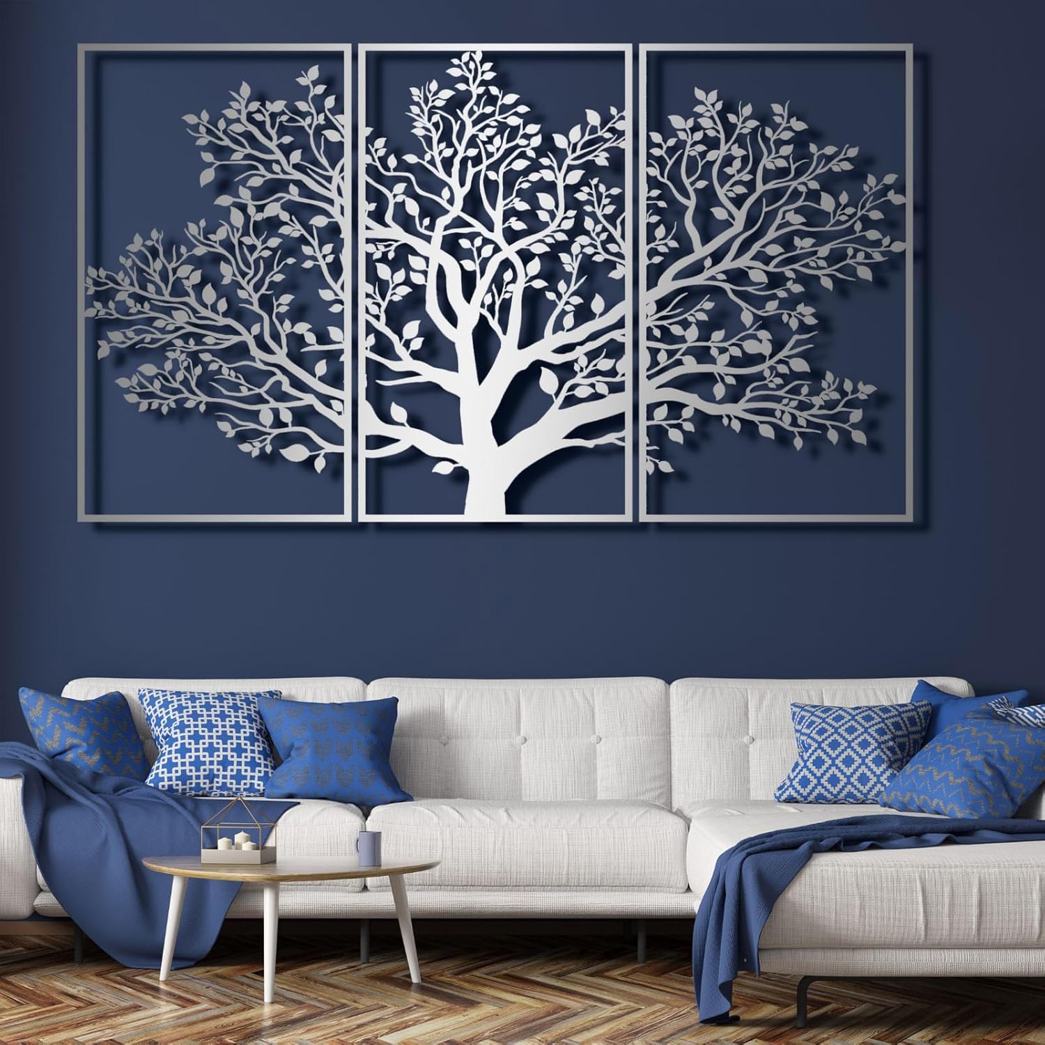 Arte de pared de árbol de la vida, decoración de pared de 3 piezas, arte de pared de árbol de metal, decoración de pared de árbol de metal, letrero