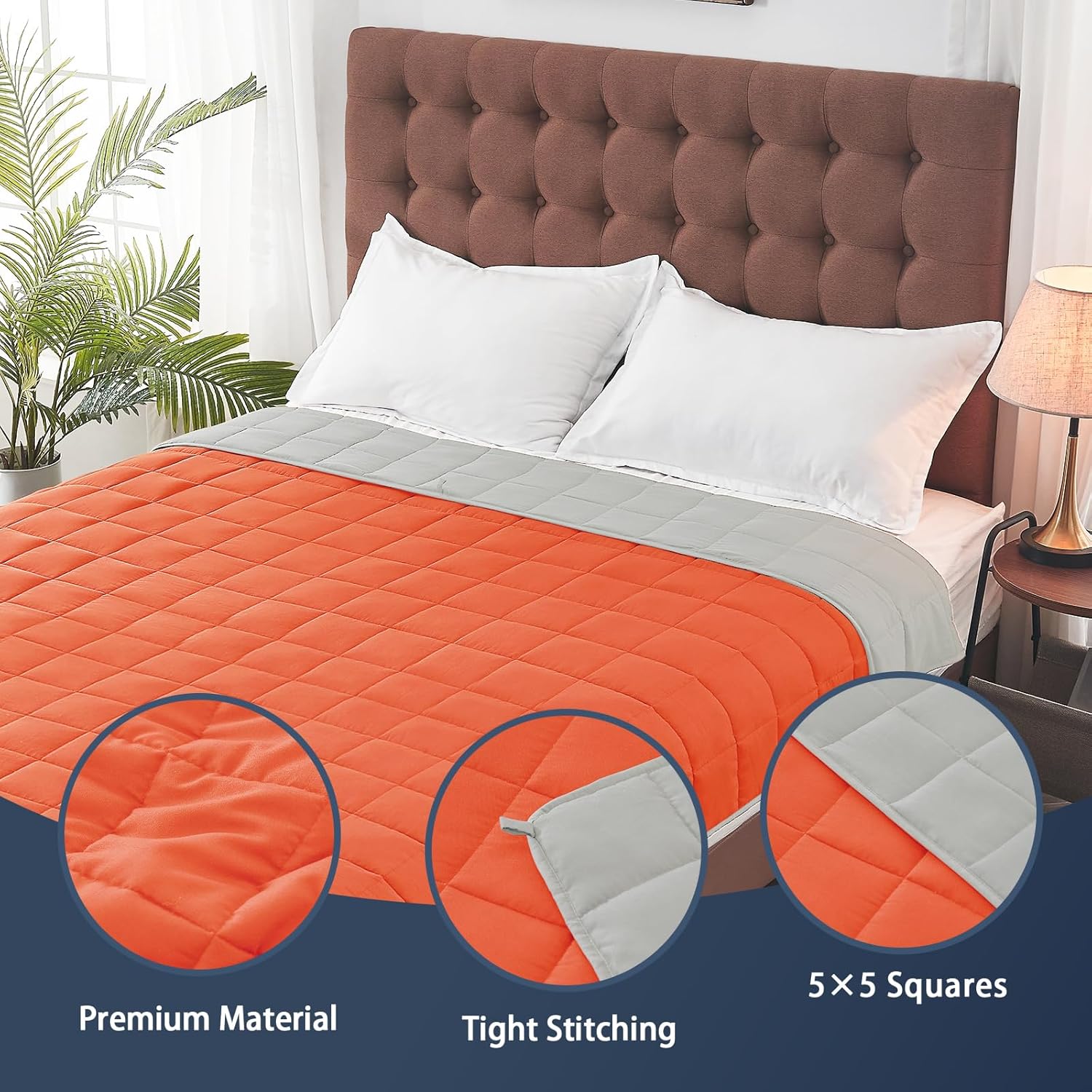 yescool Manta con peso para adultos (20 libras, 60 x 80 pulgadas, naranja) Manta pesada refrescante para dormir, perfecta para 190-210 libras, manta