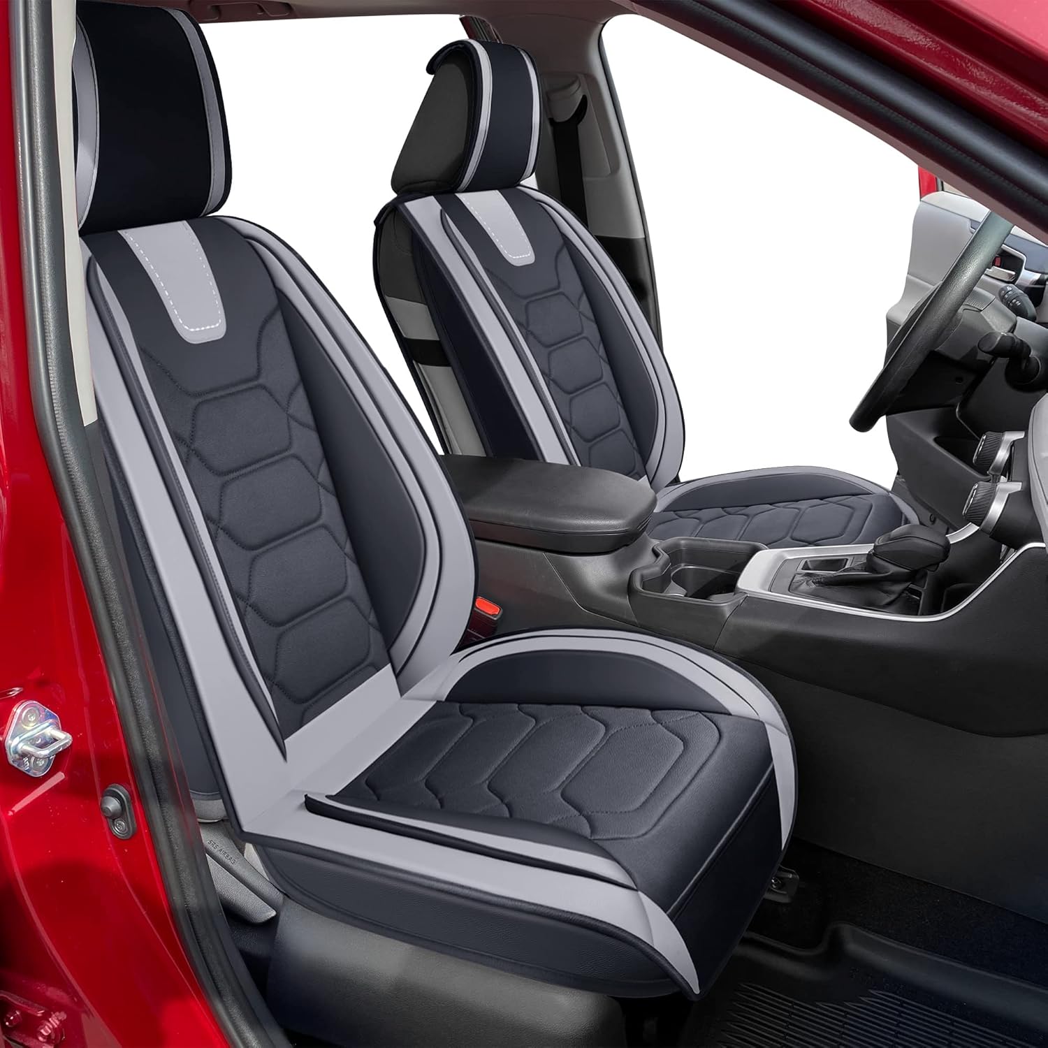 OASIS AUTO Toyota RAV4 – Fundas de asiento de accesorios 2013-2025 de piel de ajuste personalizado para RAV-4 (juego completo deportivo, negro y