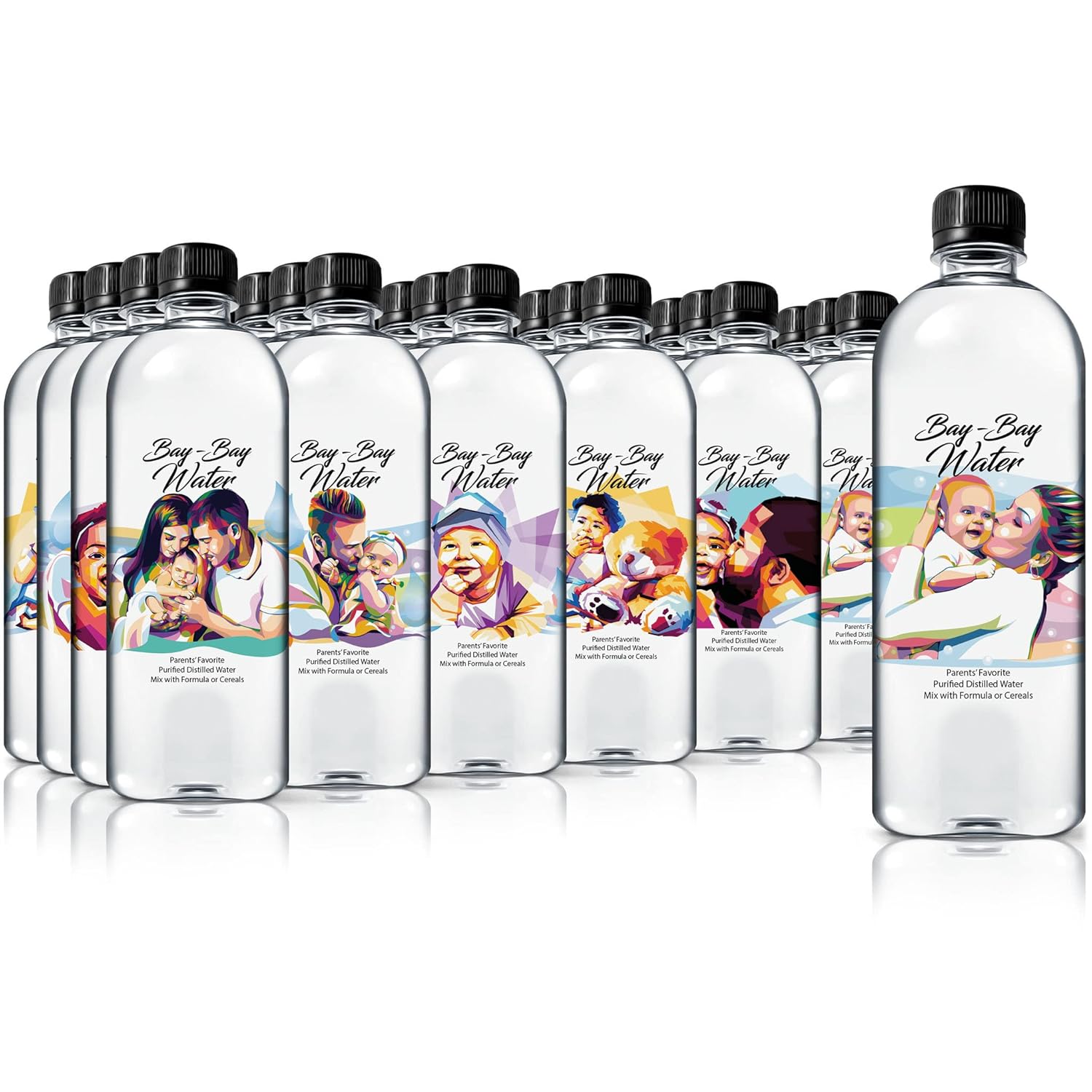 Bay Bay Water – Agua destilada purificada para bebés – 16.9 onzas – Uso para beber diariamente, fórmula infantil, leche y cereales para bebés – Sin