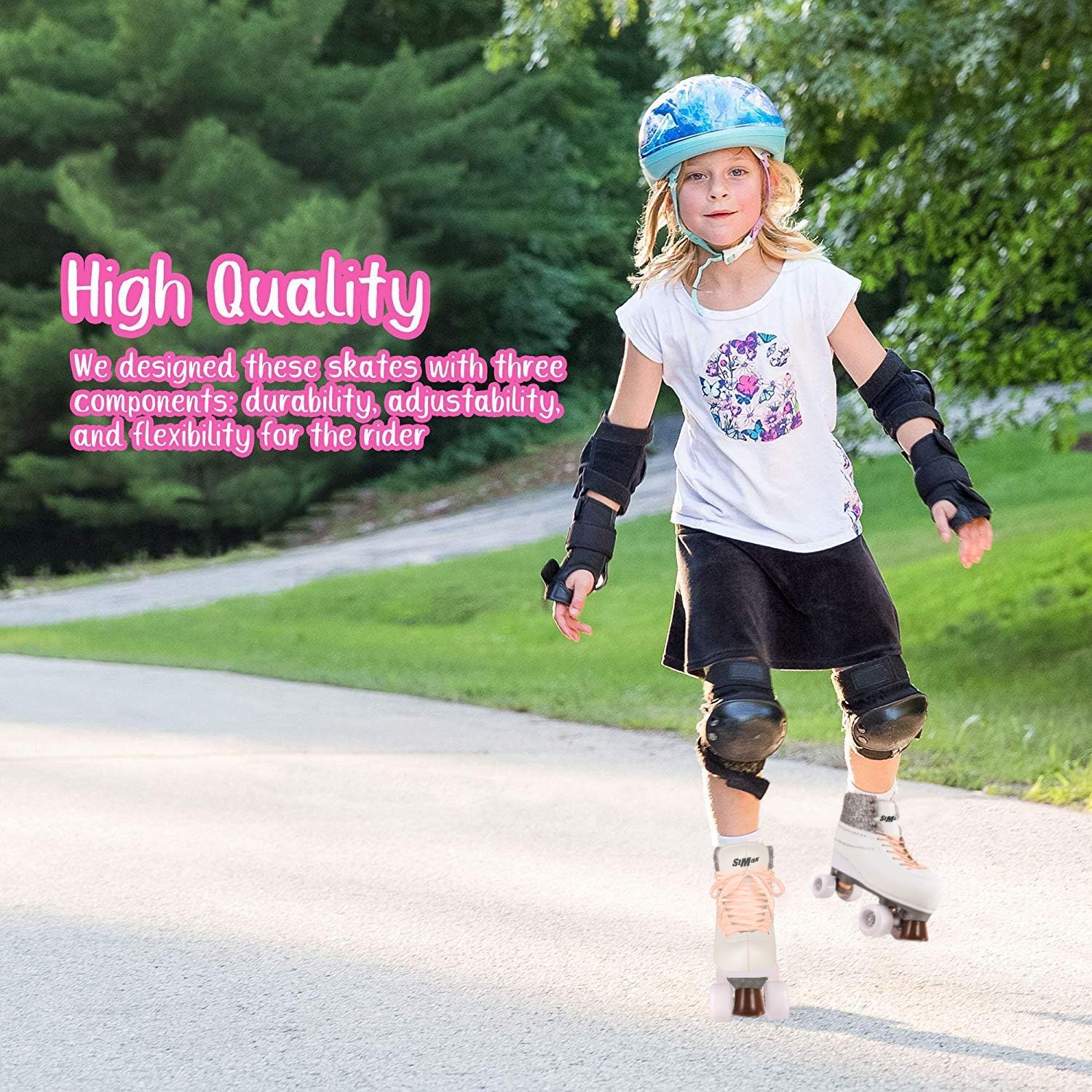 Patines clásicos Derby de 4 ruedas para mujeres y niñas, patines cuádruples para niños y adultos Patines para niñas y mujeres patines al aire libre