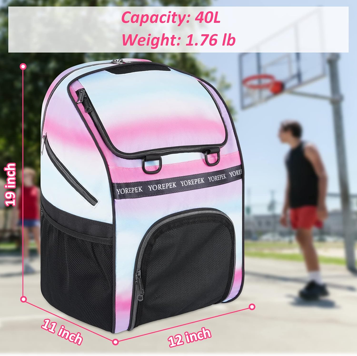 YOREPEK Bolsa de baloncesto, mochila de baloncesto grande con compartimento para zapatos y soporte para pelotas para hija e hijo, bolsa de fútbol