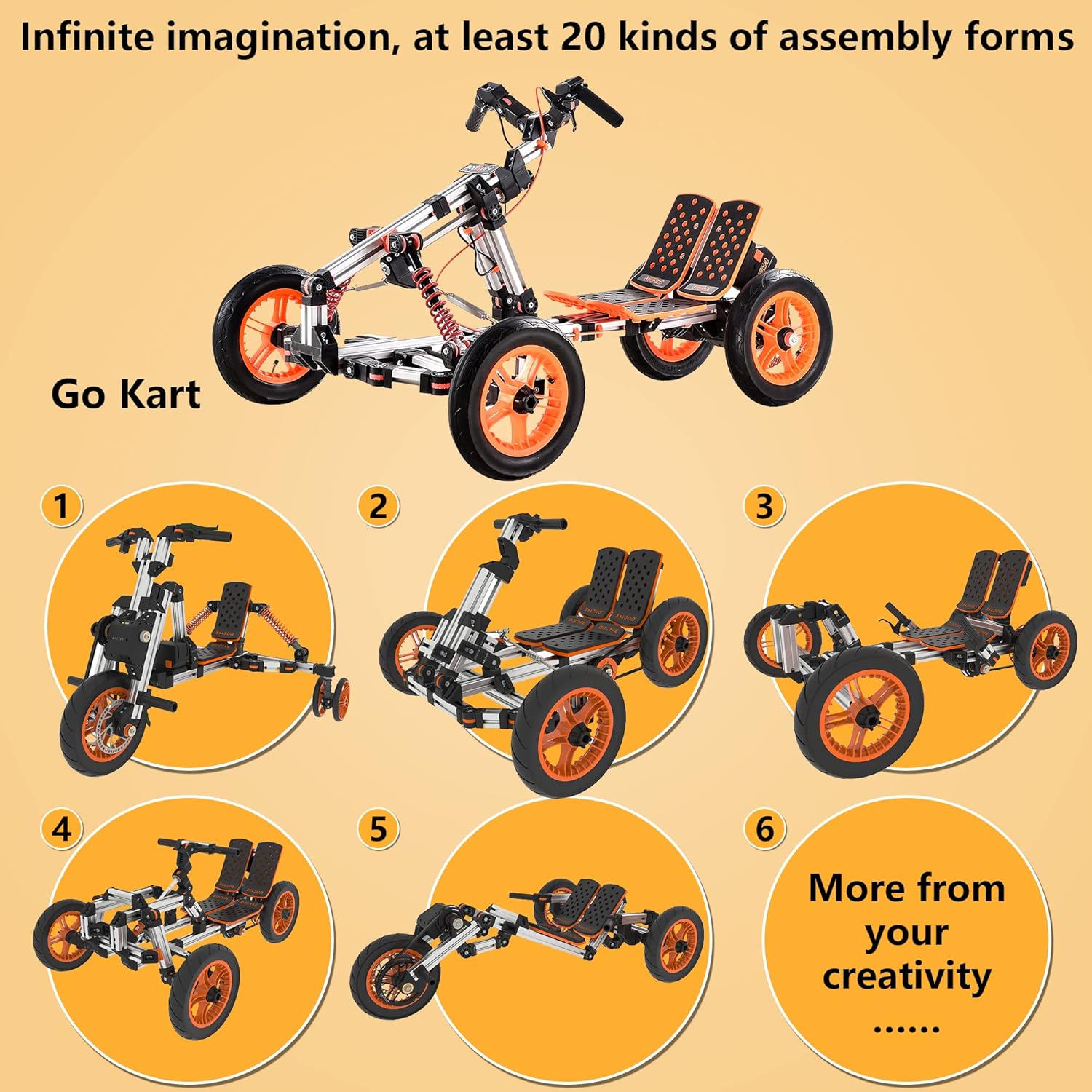 Vehículos para montar en cocheGo Karting, kart eléctrico modular de innovación con material de alta resistencia, más de 20 tipos de métodos de