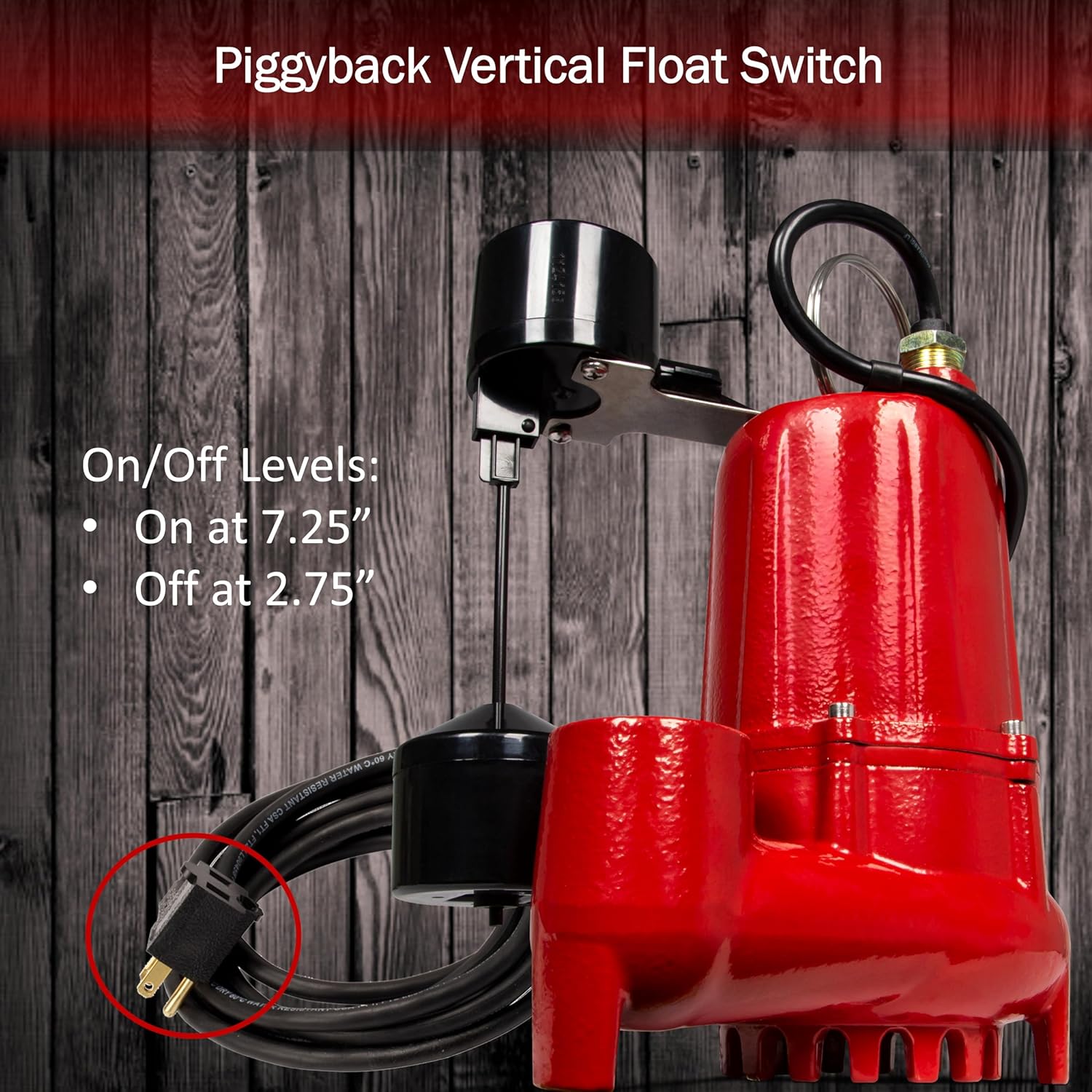 Red Lion RL-SC33V Bomba de sumidero de hierro fundido de 13 HP con interruptor vertical