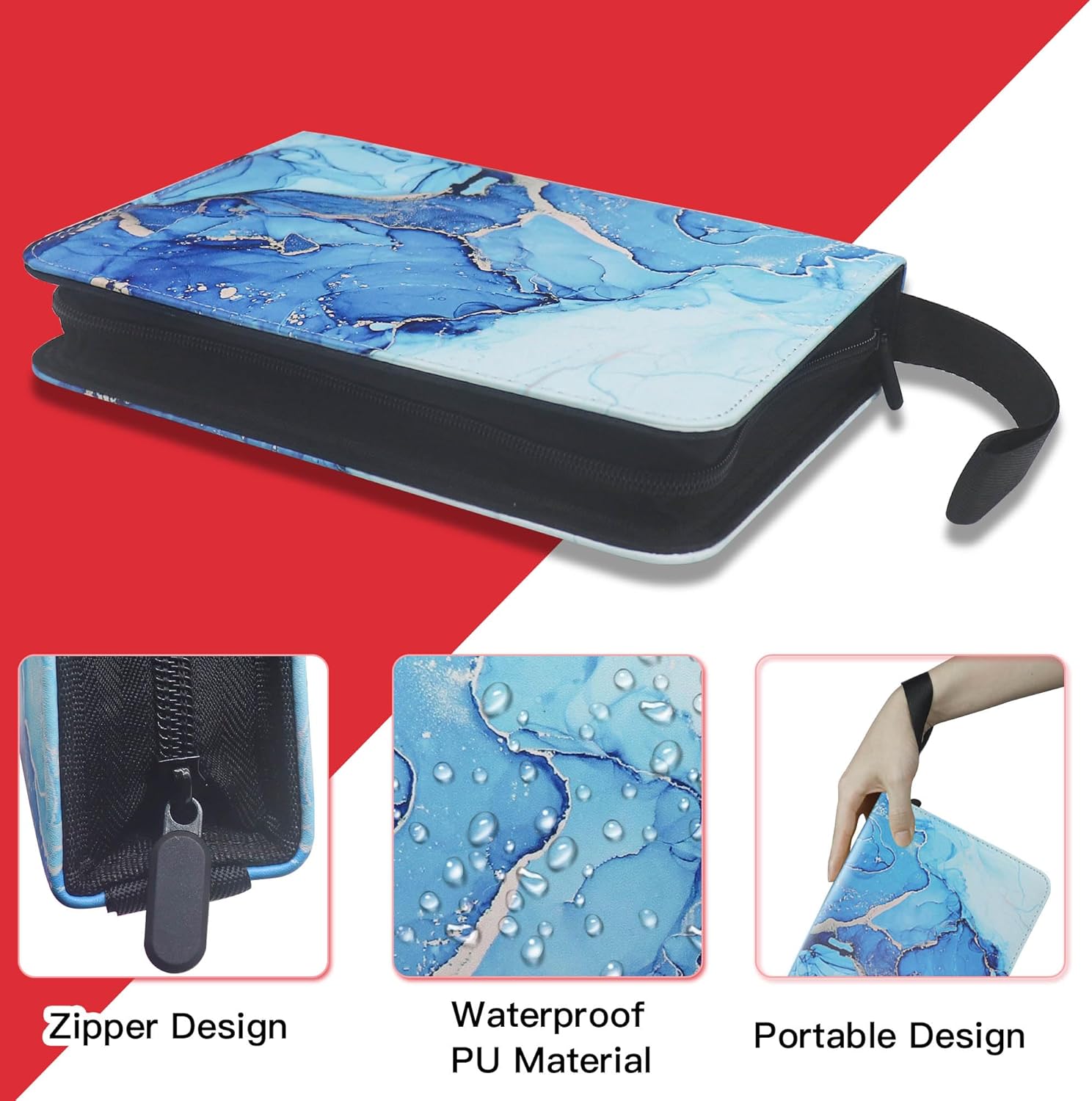 Carpeta de tarjetas intercambiables, capaz de recoger 400 tarjetas estándar, con 50 fundas desmontables, colección de clips para álbumes de