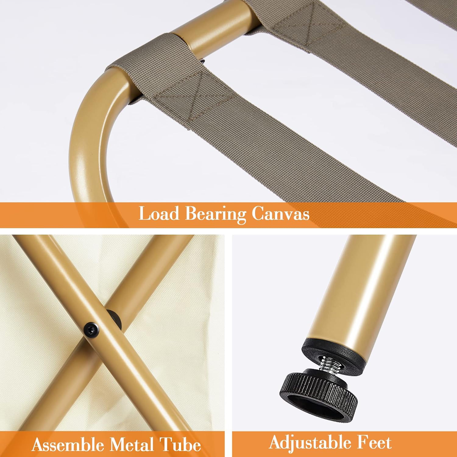 ELYKEN Paquete de 2 portaequipajes con bolsa de lavandería, soporte plegable para maleta de ahorro de espacio para habitación de huéspedes, estante