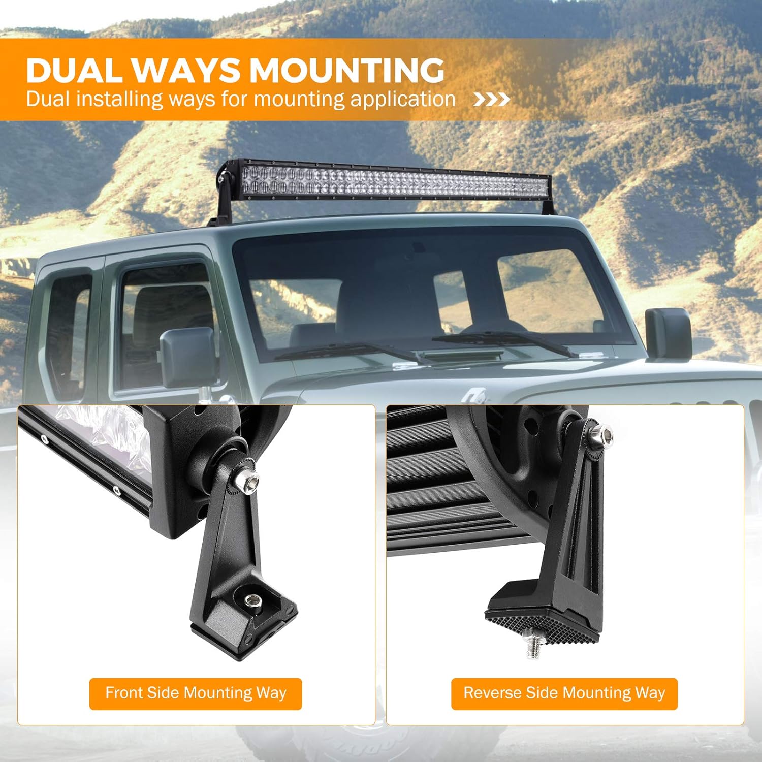 Auxbeam Soportes de barra de luz, 2 piezas, kit de soportes de montaje lateral universal para camiones todoterreno, coche, jeep, barra LED