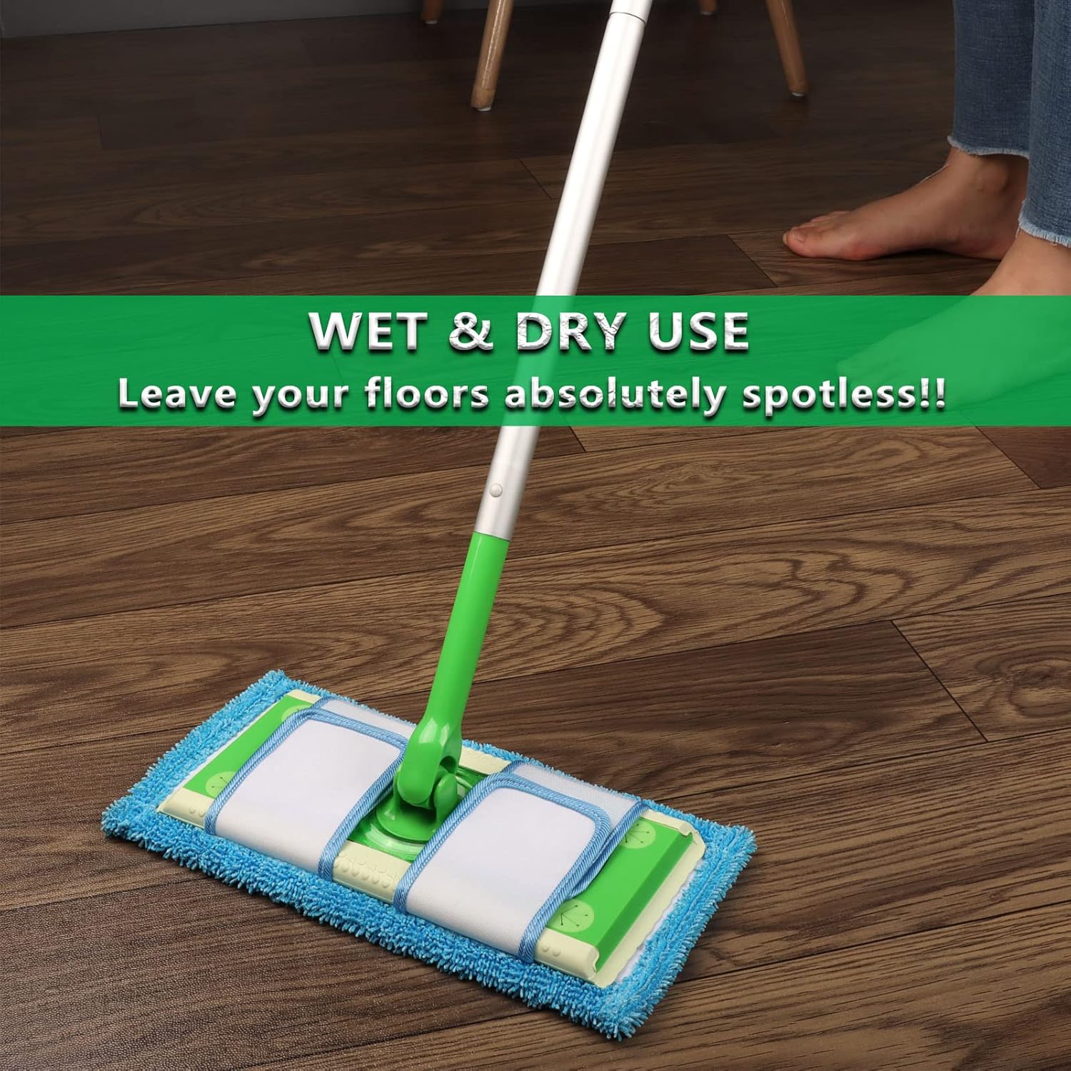 Paquete de 6 almohadillas reutilizables para trapeador compatibles con trapeador Swiffer, almohadillas de repuesto de microfibra lavables
