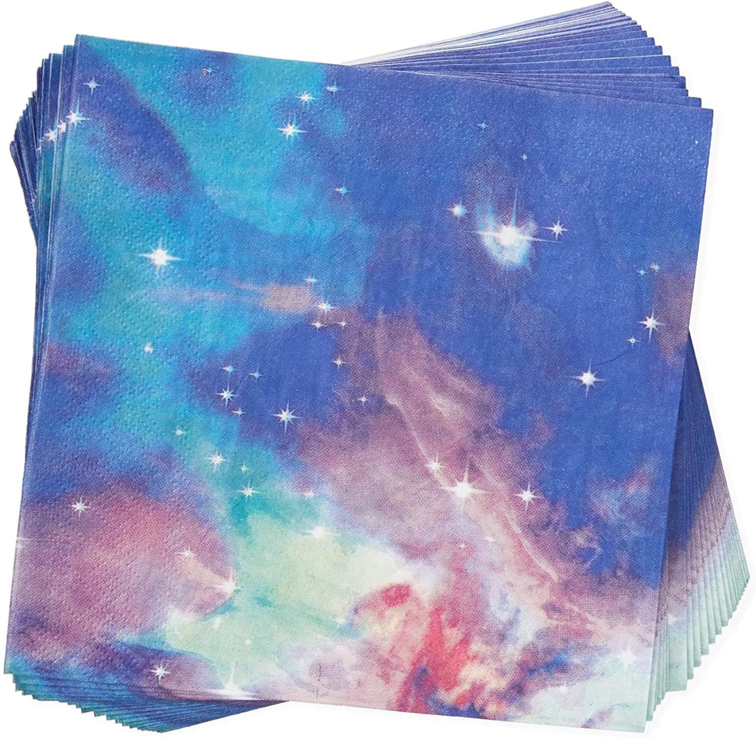 168 piezas de suministros de fiesta de galaxia con platos de papel, servilletas, tazas y cubiertos para decoraciones de fiesta de cumpleaños del