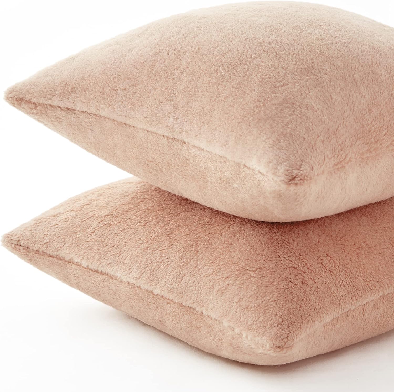 Juego de 2 fundas de almohada de sherpa, acogedoras y esponjosas, fundas de cojín decorativas para sofá, cama, almohadas decorativas, 18 x 18
