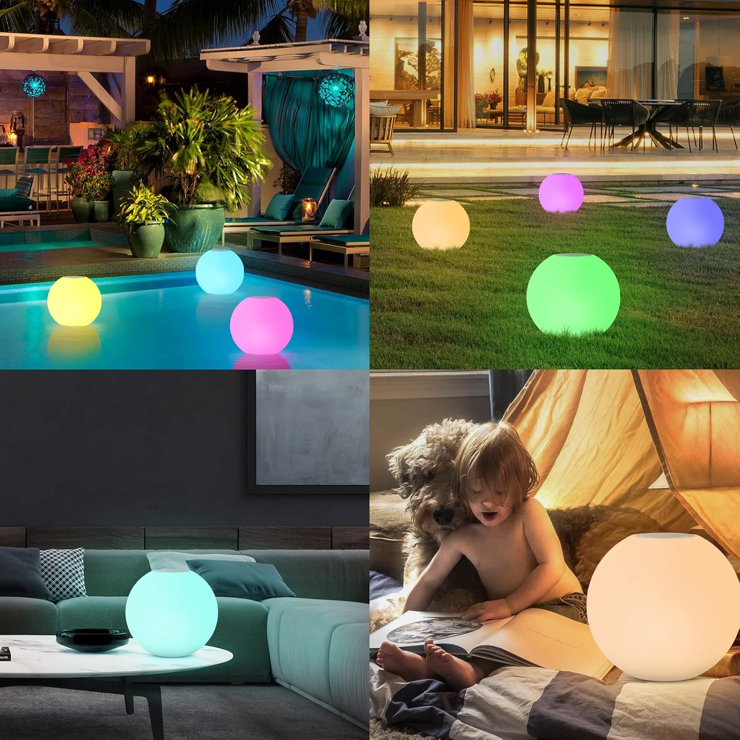 Luces flotantes para piscina con altavoz Bluetooth, luz LED de bola brillante, función 5.0 TWS, control remoto, luces nocturnas para piscina al aire