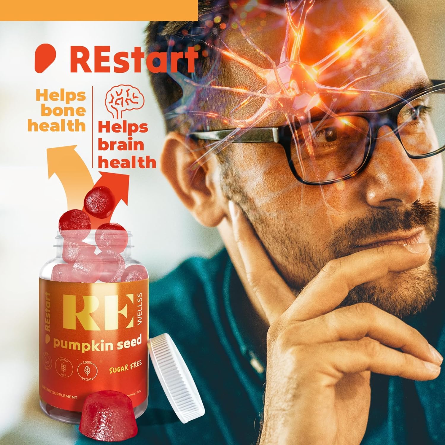 Gomitas de aceite de semilla de calabaza I sin azúcar, sin gluten, sin OMG, suplementos dietéticos orgánicos I crecimiento del cabello, piel