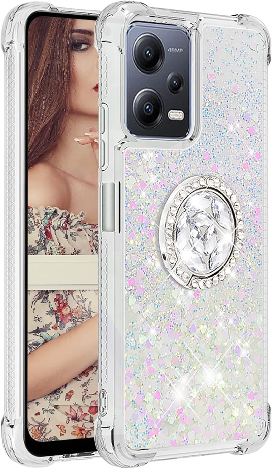 CCSmall Funda brillante transparente brillante con purpurina para Xiaomi Redmi Note 12 5G (no 4G), cubierta de arena movediza líquida fluida con