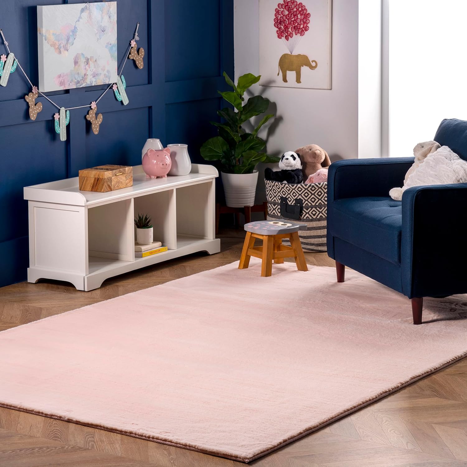 nuLOOM Layne – Alfombra suave y sedosa de piel sintética de conejo, 5 x 8, color rosa