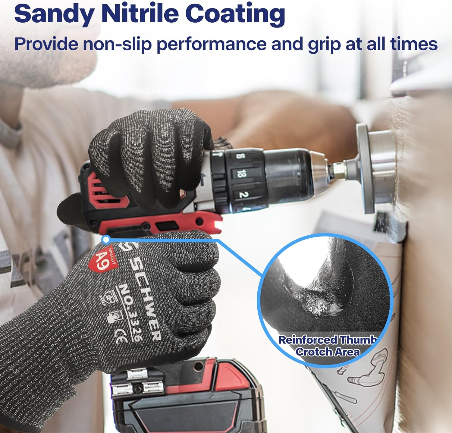 Schwer Guantes de trabajo resistentes a cortes de más alto nivel para protección extrema, guantes de trabajo ANSI A9 con revestimiento de nitrilo