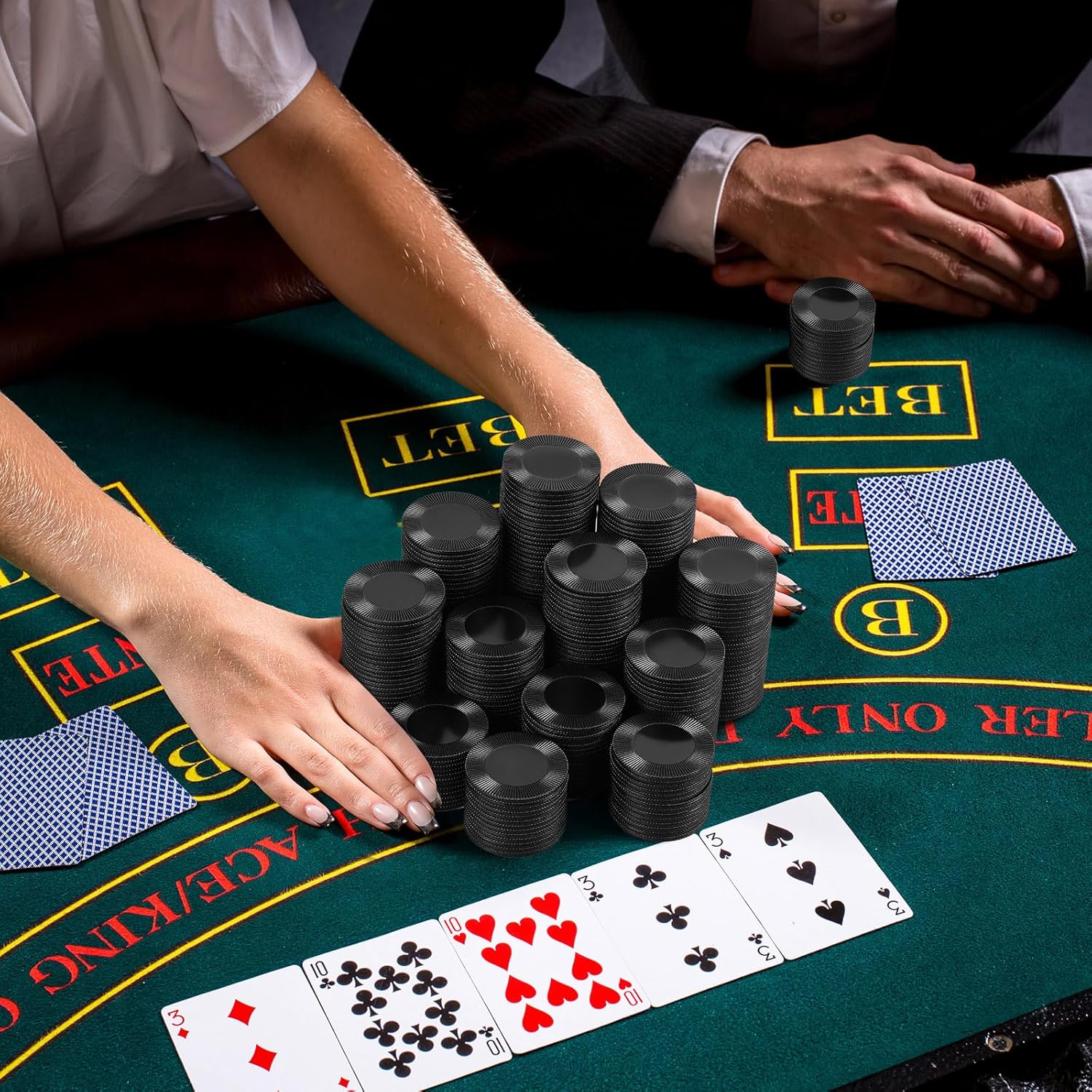 Leitee 500 fichas de póquer de plástico de 1.496 pulgadas entrelazadas, juego de fichas de póquer ligeras, fichas de bingo, fichas de casino en