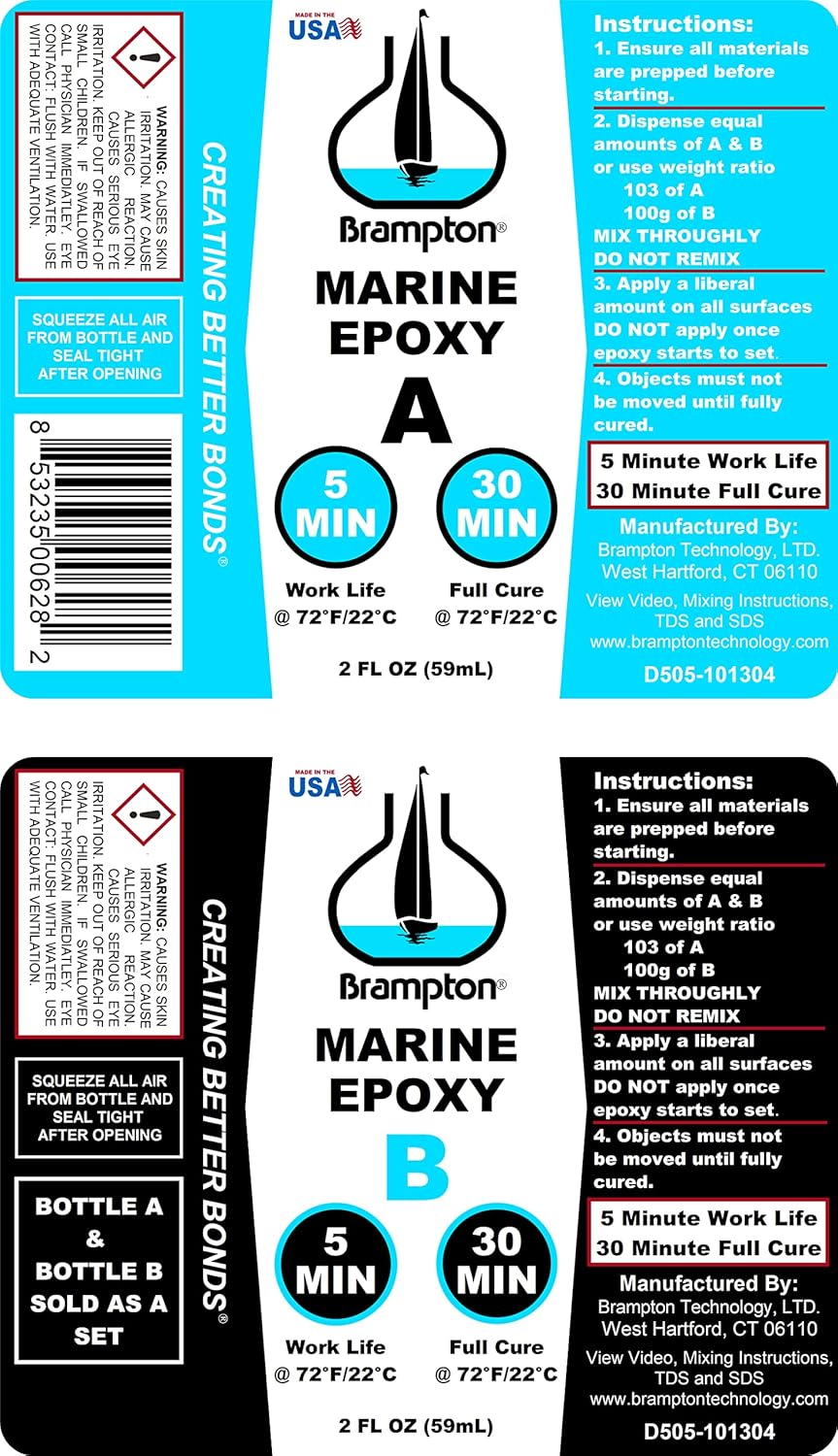 Brampton Marine Epoxi Fuerte Vinculación para reparación de barcos – Se adhiere en 30 minutos, resistente al agua, 4 onzas