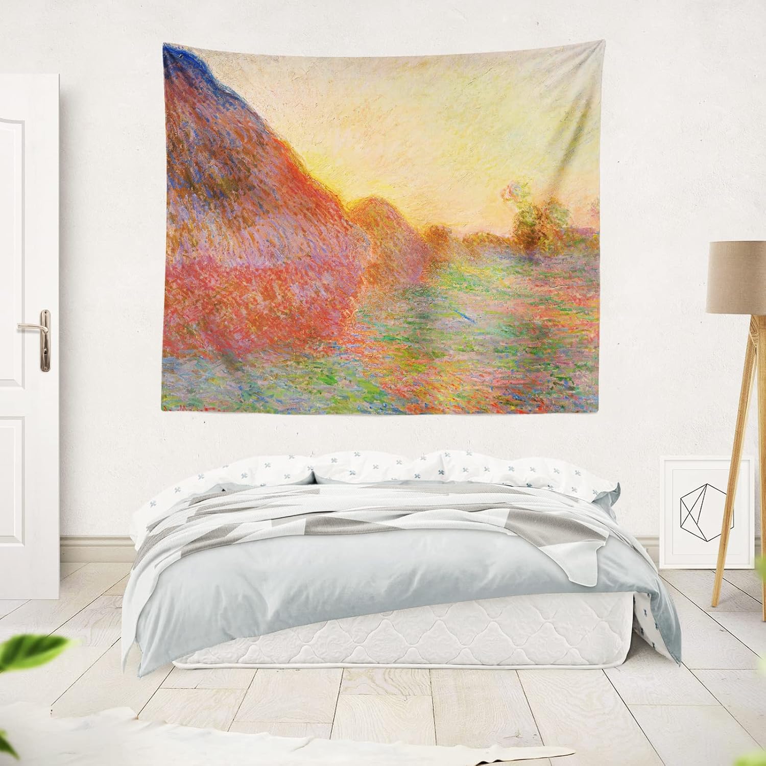 Berkin Arts Tapiz decorativo artístico con diseño de paisaje para colgar en la pared, telón de fondo estético naranja, puesta de sol naranja, gran