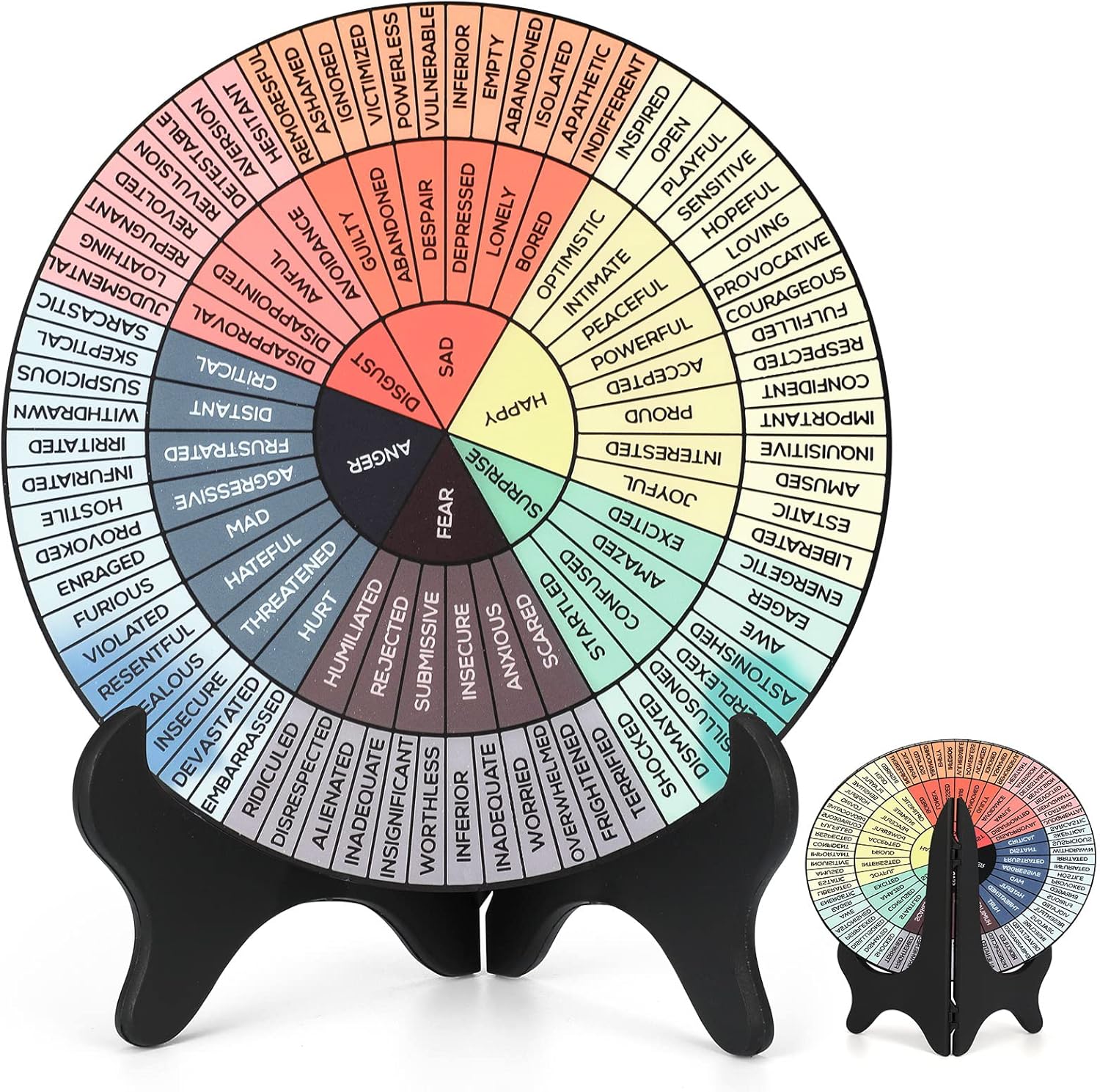 Tatuo Rueda de sentimientos de acrílico de 8 pulgadas con soporte, tabla de emociones, decoración de oficina para mujeres, regalos de salud mental,