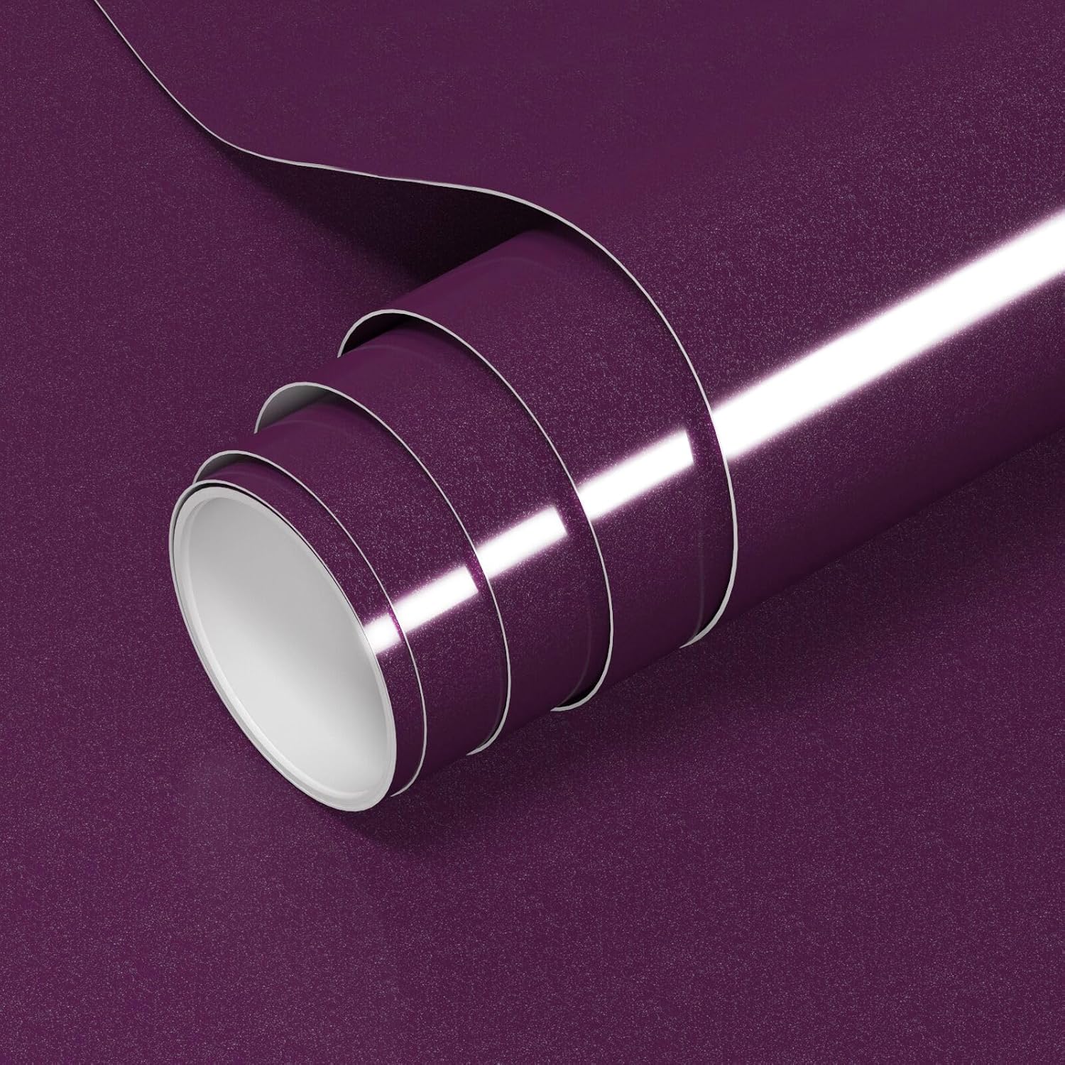 Papel adhesivo brillante morado oscuro de 15.7 x 393.7 pulgadas, papel tapiz autoadhesivo impermeable con purpurina de color sólido para gabinetes
