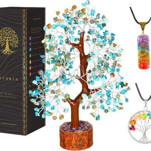 YATSKIA – Árbol de cristal turquesa Feng Shui, alambre, bonsái Buhha, estatua reiki, Chakra curativo energía positiva, buena suerte dinero regalos YATSKIA – Árbol de cristal turquesa Feng Shui, alambre, bonsái Buhha, estatua reiki, Chakra curativo energía positiva, buena suerte dinero regalos