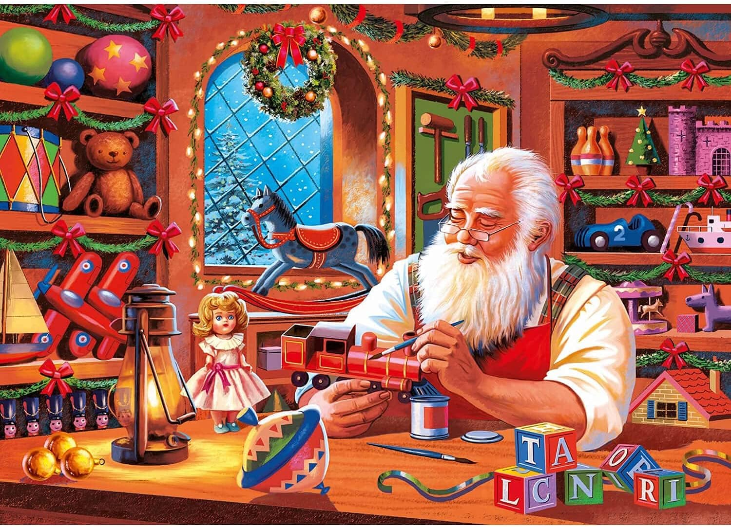 Clementoni – Christmas Collection-Santa Works 1000-Piece Suitcase, Christmas-Made in Italy, Adult Puzzle, 39584, Multi-Colour