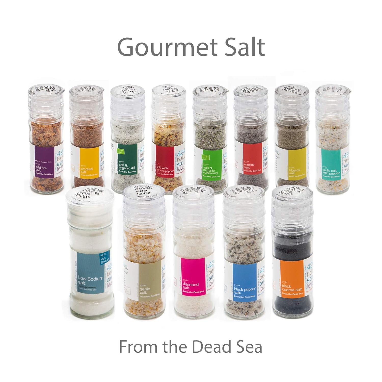 Colección de sal de ajo y romero gourmet de sal del mar muerto, 3.87 onzas