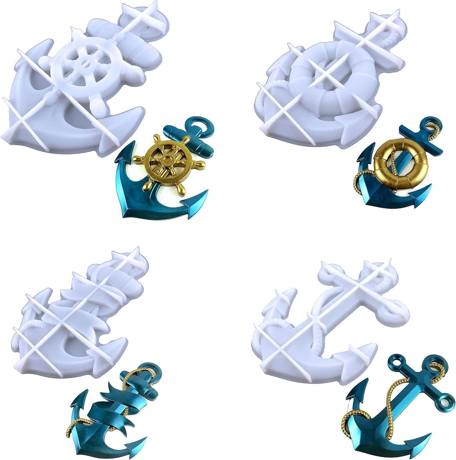 4 moldes de resina de silicona de anclaje, molde de fundición de resina para anclaje, molde de silicona para resina epoxi, bricolaje para