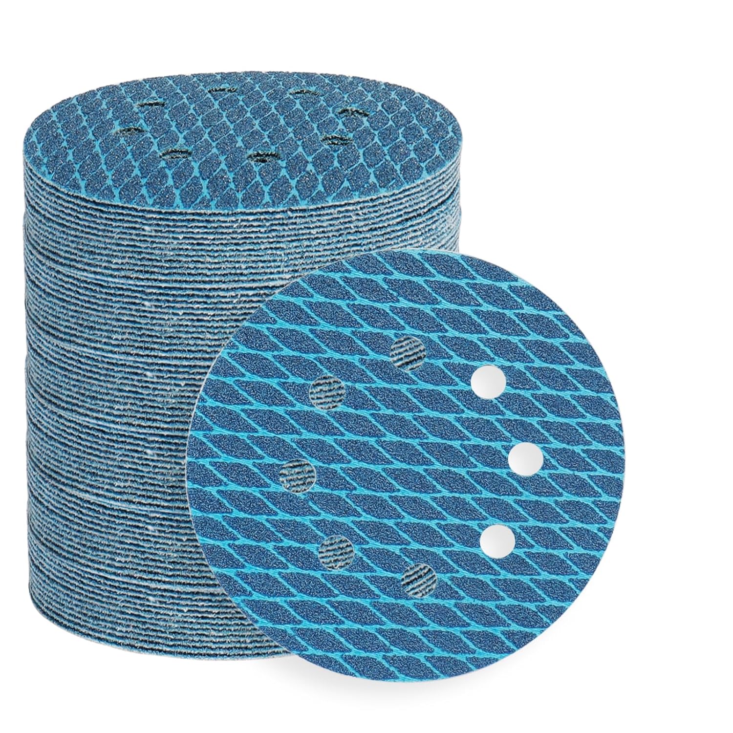 Discos de lijado con forma de diamante de 5 pulgadas y 8 agujeros, grano 180, 50 discos de lijado de gancho y bucle para lijadoras orbitales y