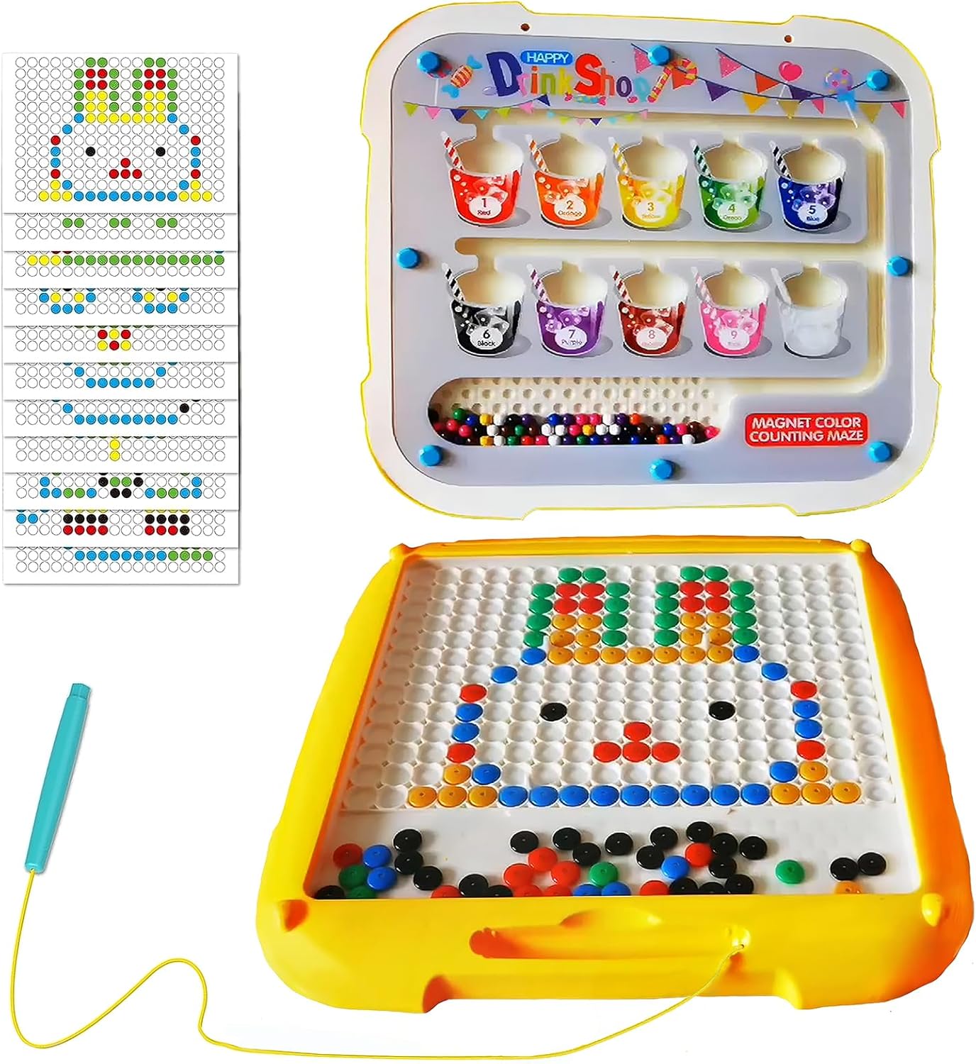 Laberinto magnético de color y números, juguetes Montessori 2 en 1, tablero de dibujo magnético, tabla de rompecabezas de aprendizaje de