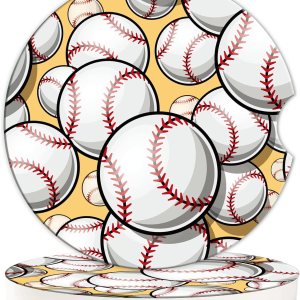 Juego de 2 posavasos de béisbol y sóftbol para automóvil para bebidas, juego de 2 posavasos absorbentes de piedra de cerámica con muesca de dedo y Juego de 2 posavasos de béisbol y sóftbol para automóvil para bebidas, juego de 2 posavasos absorbentes de piedra de cerámica con muesca de dedo y