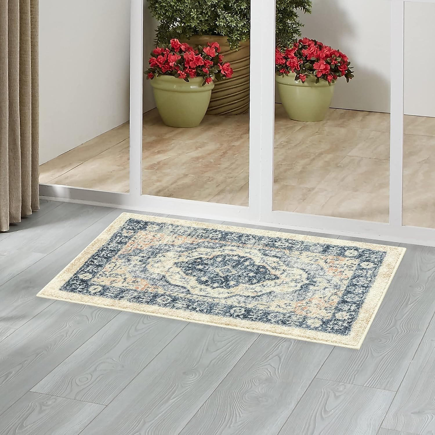 Maples Rugs Caprice – Juego de 2 alfombras de cocina antideslizantes y lavables a máquina fabricadas en Estados Unidos Alfombra bohemia con enrejado