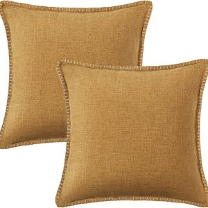 decorUhome Juego de 2 fundas de almohada decorativas de otoño para exteriores de 26 x 26 pulgadas, fundas cuadradas de lino con borde cosido, fundas decorUhome Juego de 2 fundas de almohada decorativas de otoño para exteriores de 26 x 26 pulgadas, fundas cuadradas de lino con borde cosido, fundas