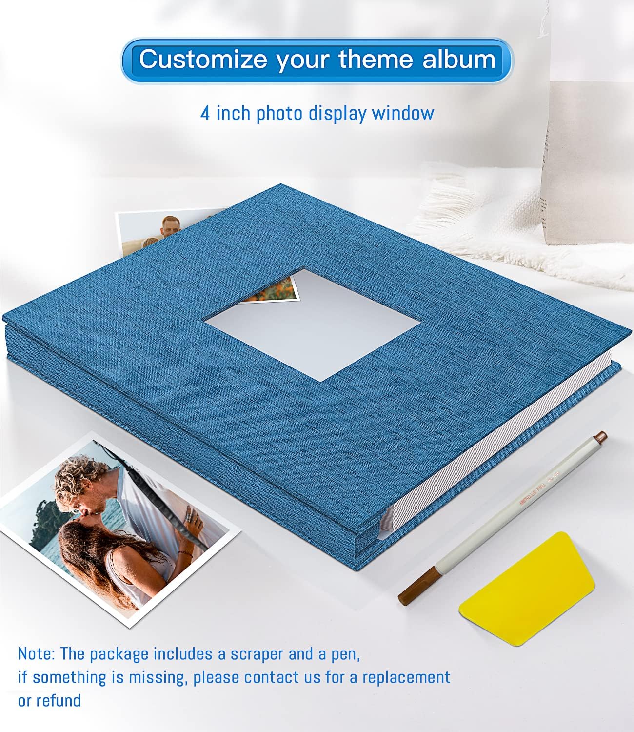 Popotop Álbum de fotos autoadhesivo con ventana de visualización de imágenes, 40 páginas, álbum de recortes para fotos de 4 x 6, 8 x 10, cubierta de