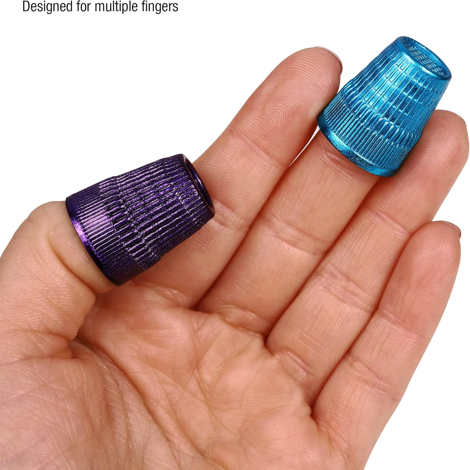 SINGER Dedales de parada deslizante, tamaño grande y XL, azul metálico y morado – Juego de 2