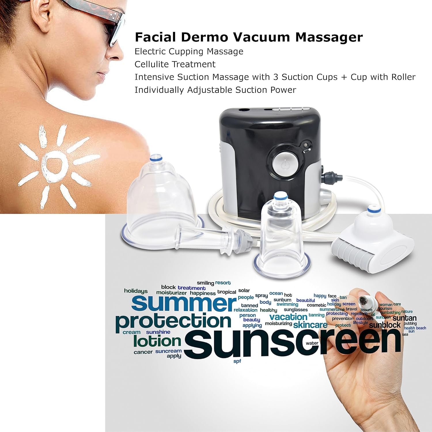 A & D Beauty Juego de terapia de ventosas, masajeador facial al vacío Dermo, experimenta el masaje eléctrico de ventosas, tratamiento de celulitis,