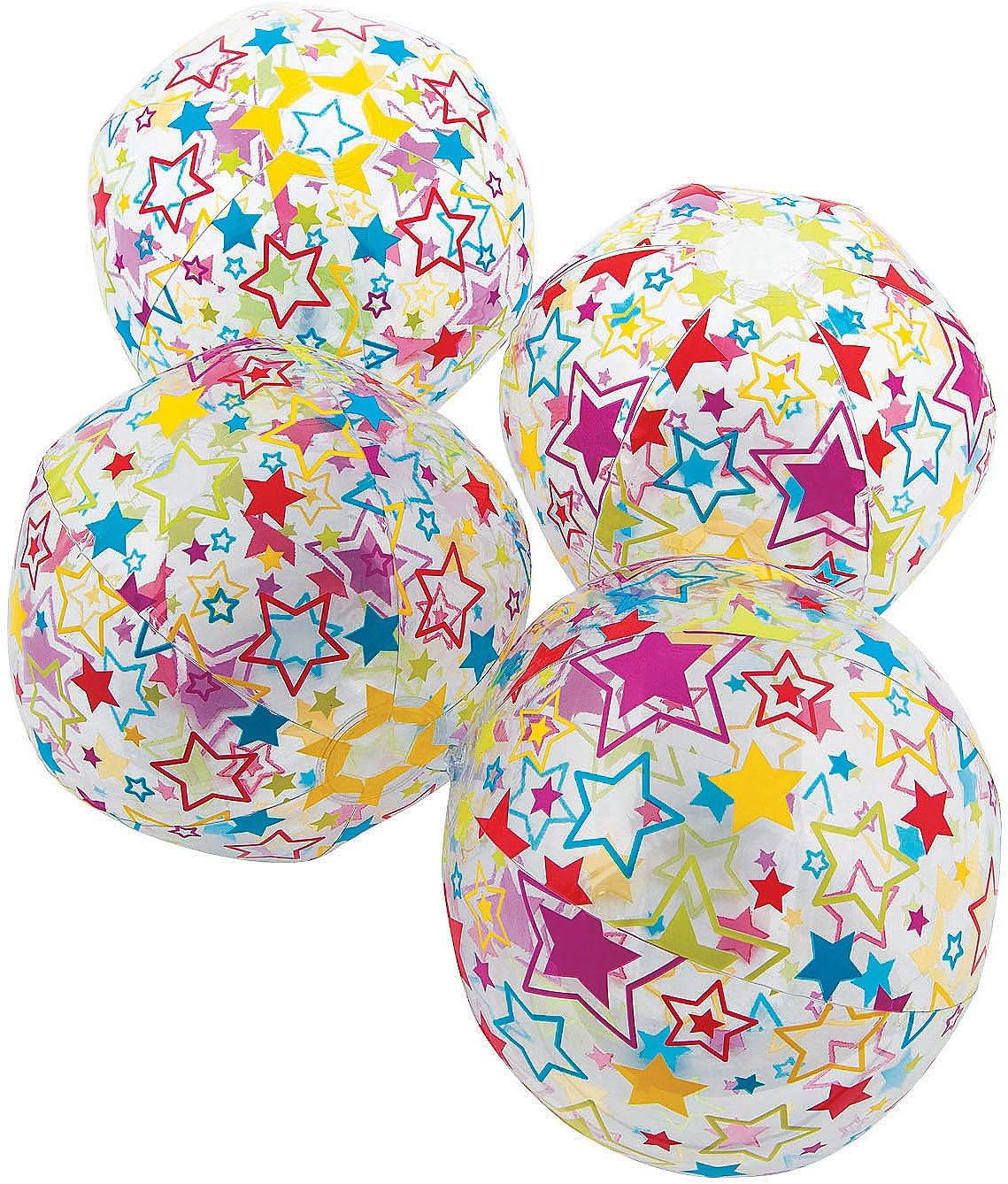 Fun Express Pelota de playa con estampado de estrellas de neón – Juguetes – 12 piezas