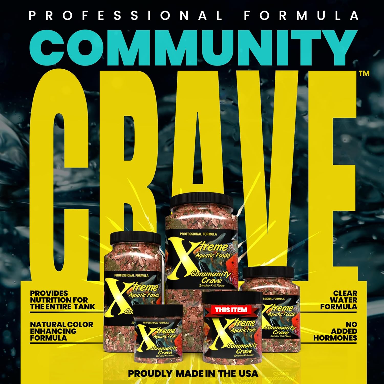 Xtreme Aquatic Community Crave Fish Food – Fórmula profesional nutricionalmente equilibrada – Perfil de aminoácidos equilibrado y sin hormonas –