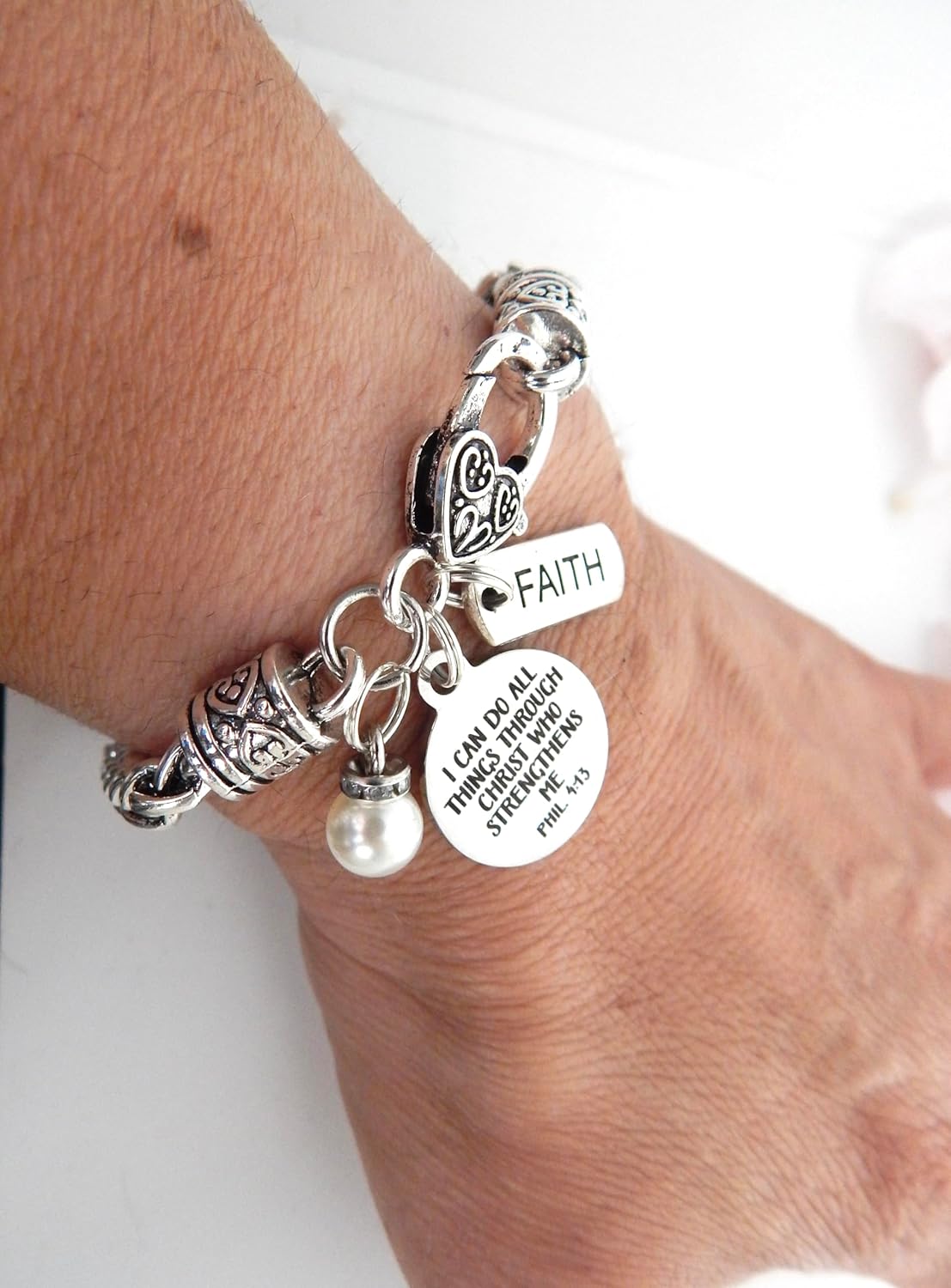 Religious Bible Verse Bracelet for Her Scripture Quotes Bracelet Faith Christian Jewelry Encouragement for Women Friend (PHIL 413)