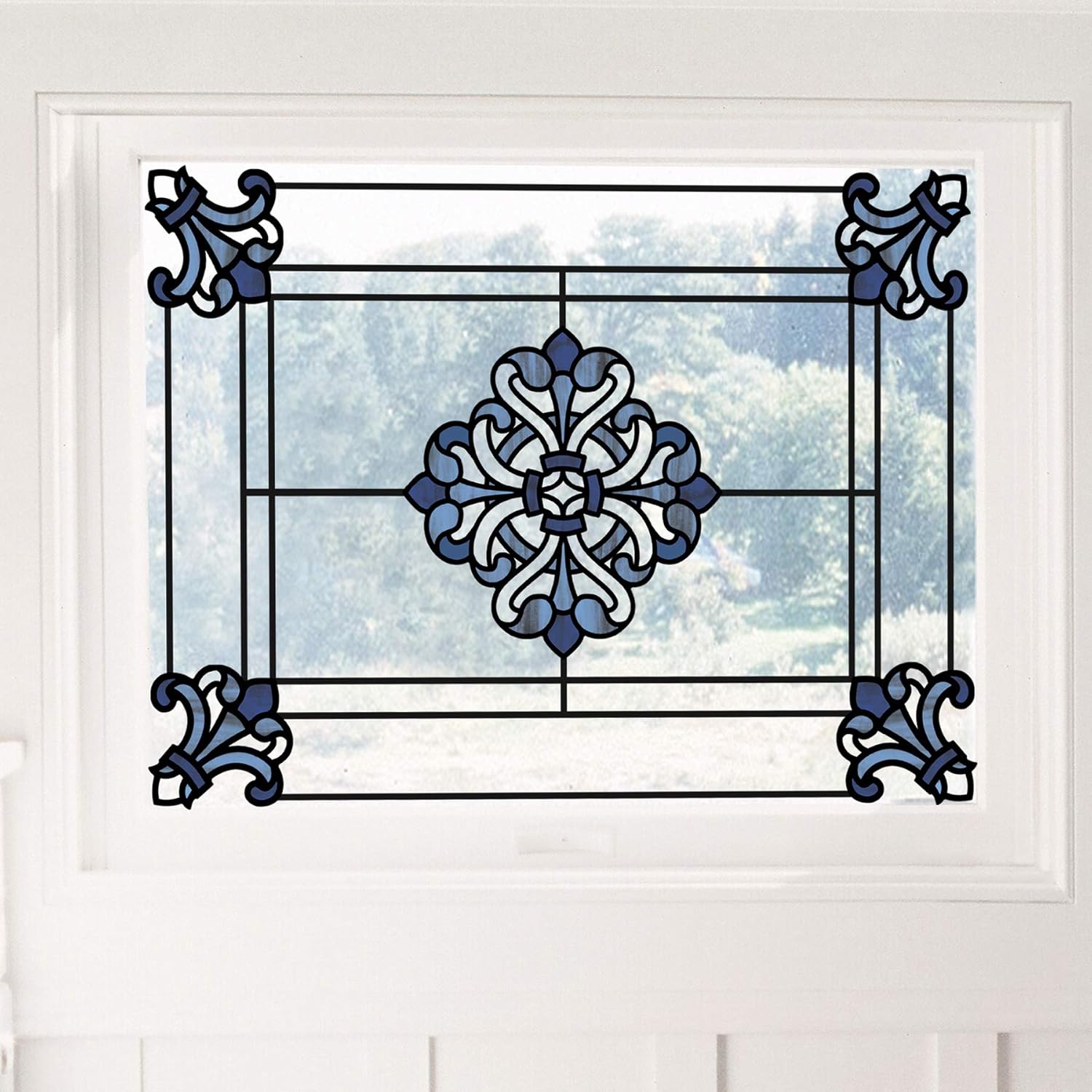 InHome NH2425 Medici – Adhesivo para vitrales, color azul, 15 x 9 pulgadas (paquete de 2)