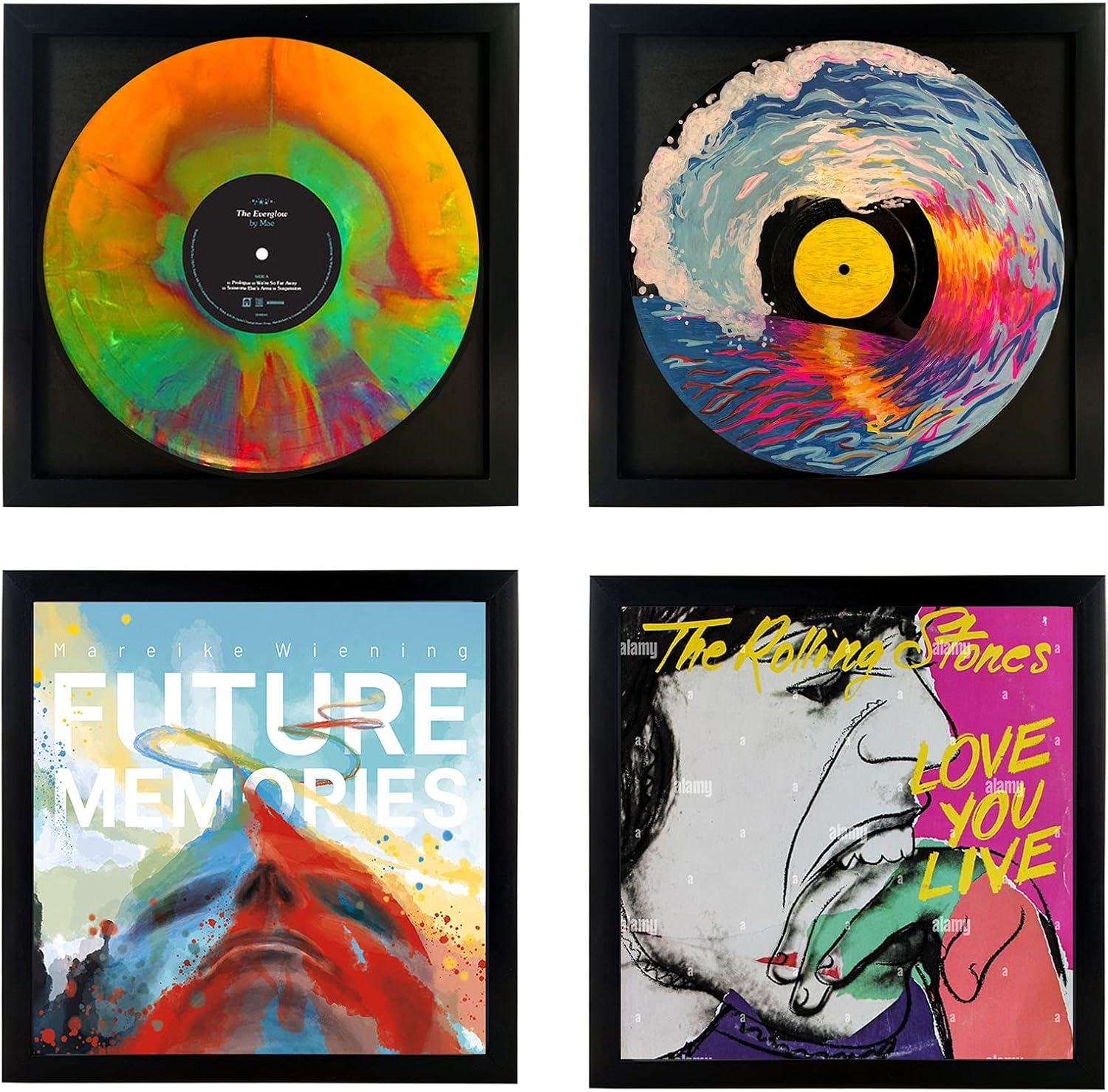 4 piezas, 12.4×12.3 in, LP-Rahmen-Display mit schwarzer Matte, hergestellt zur Präsentation von Vinyl-LP-Schallplatten oder Vinyl-LP-Albumhüllungen,
