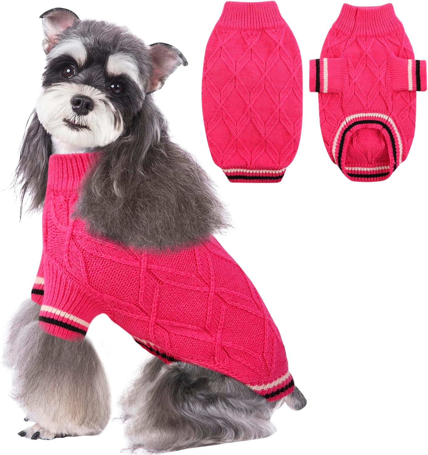 MIGOHI Suéter para perros pequeños, suéter de punto cálido para perro, suéter suave de Navidad para cachorros, gatos, suéter para niñas y niños,