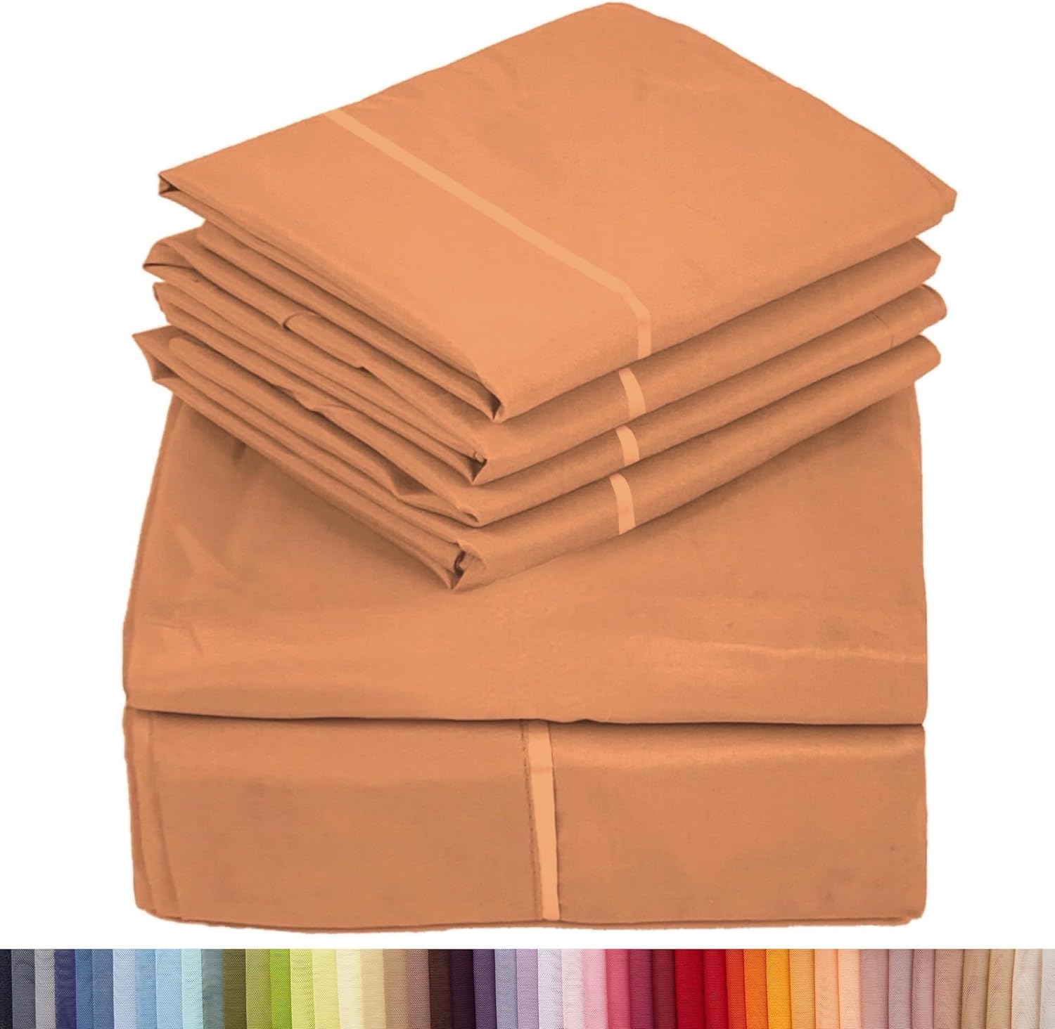 Sacred Thread Juego de sábanas de rayón de 6 piezas de bambú, juego de ropa de cama y fundas de almohada con bolsillos profundos, ropa de cama