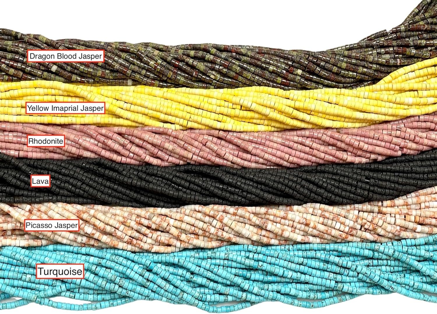 Heishi – Cuentas con forma de disco Heishi de 0.079 x 0.157 in, hebras completas de 16 pulgadas de largo, cuentas sueltas de piedras preciosas AAA