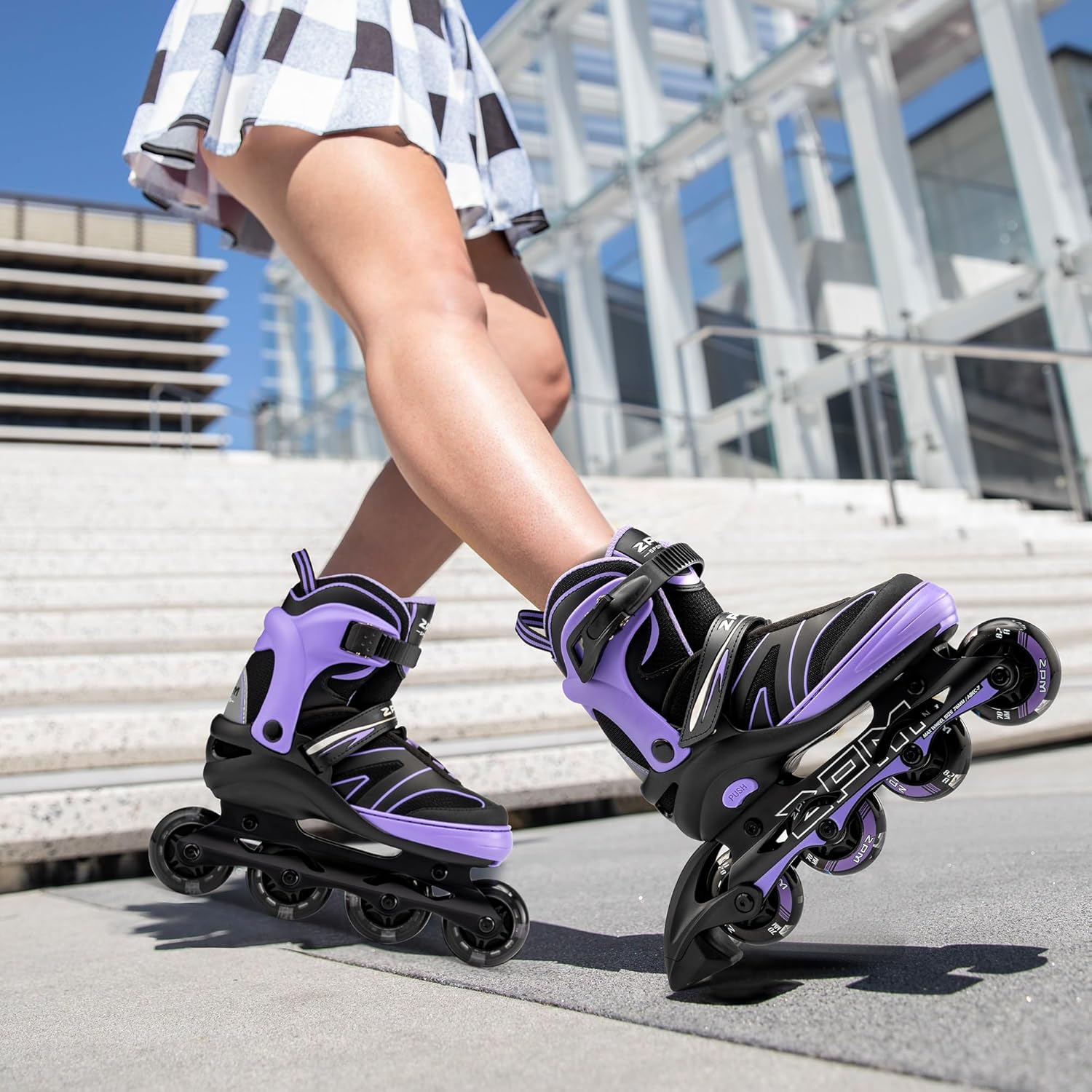 2PM SPORTS Patines en línea ajustables para niños de 4 a 12 años, patines Inlie para niñas y niños de 5 a 8 a 12 años con ruedas de luz completa,